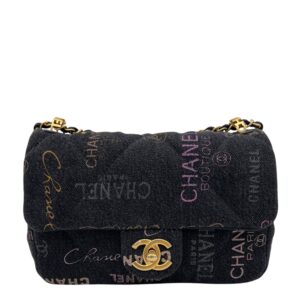 Mood Multi-colour Shoulder Bag in Denim, Gold hardware