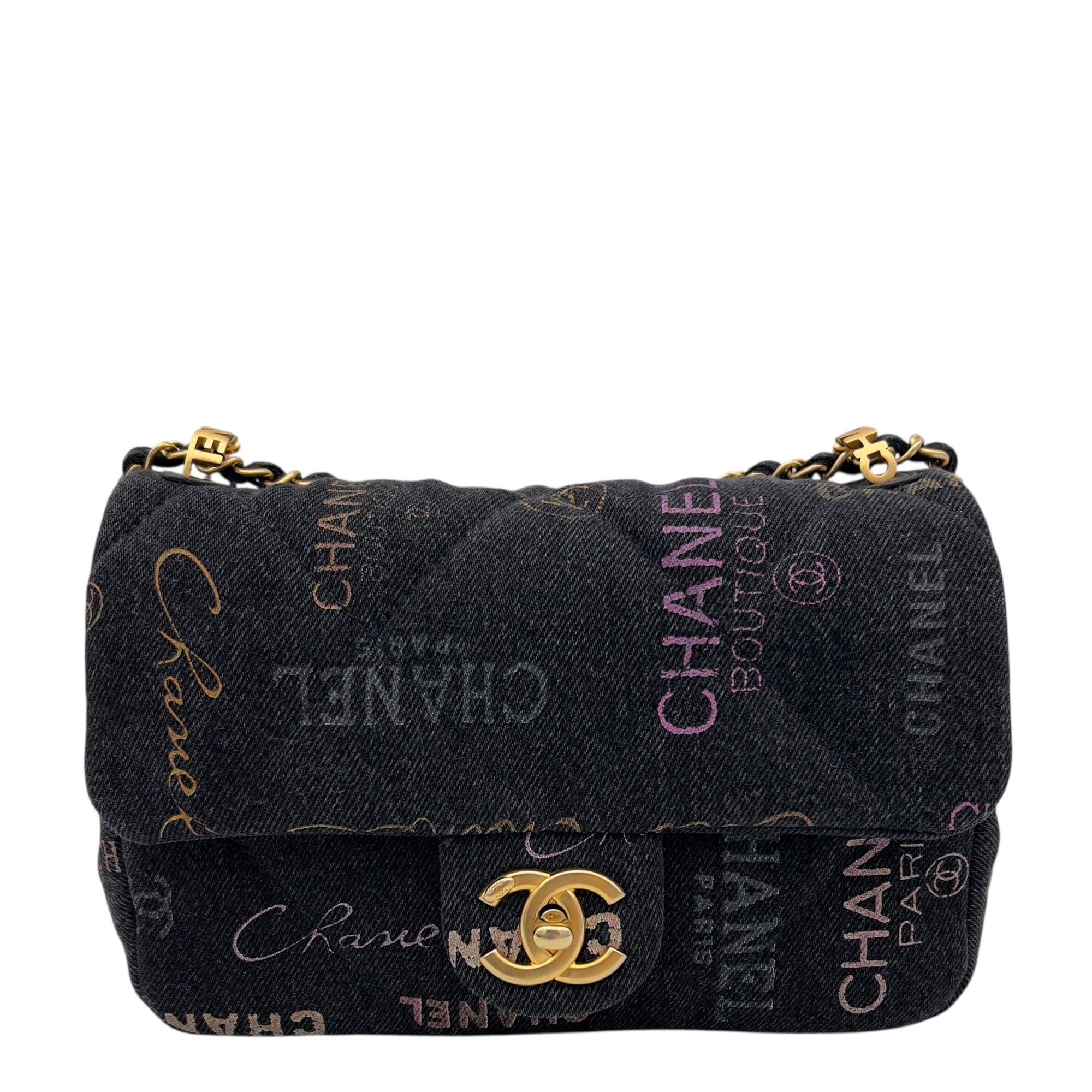 Mood Multi-colour Shoulder Bag in Denim, Gold hardware