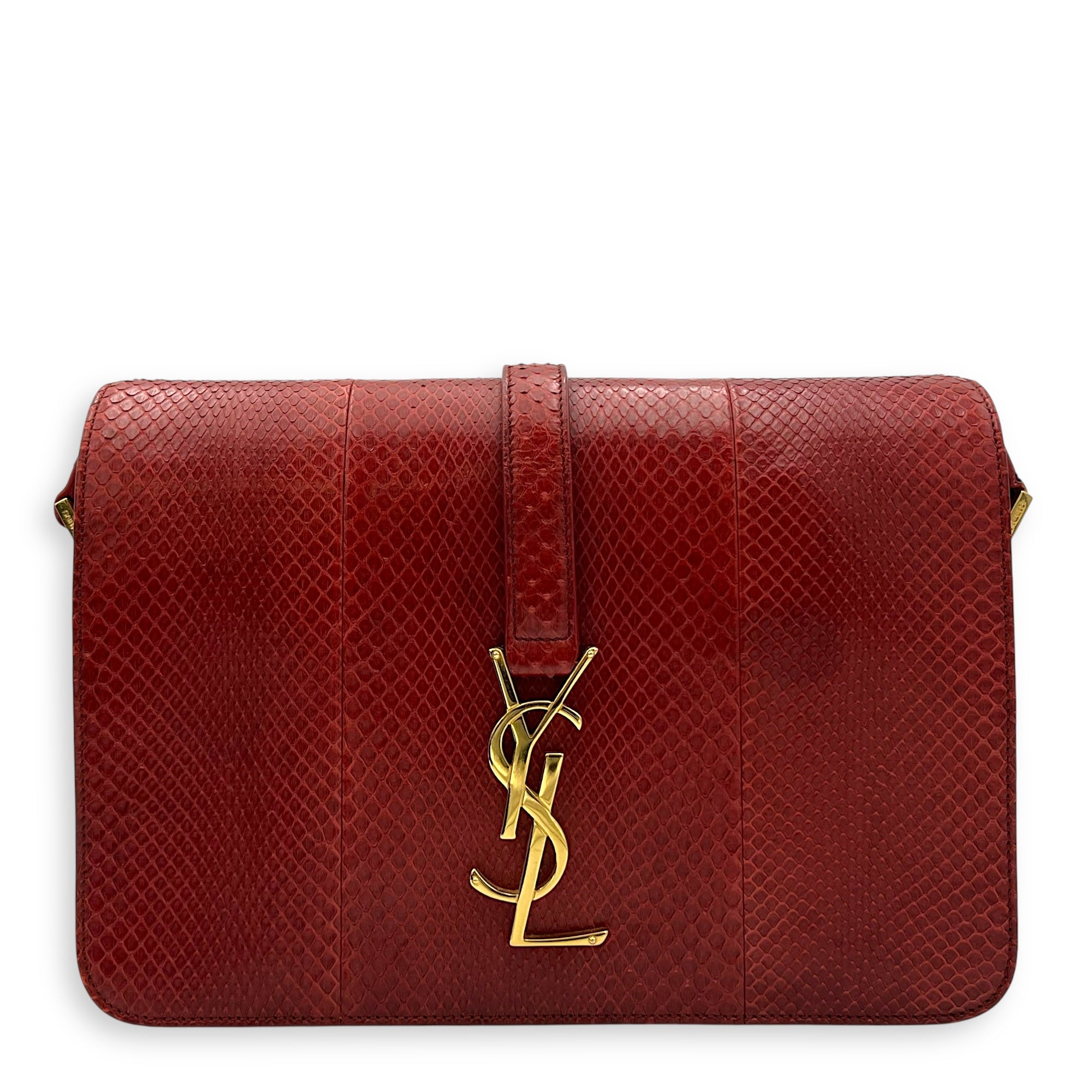 Monogram Universite Crossbody Bag Red in Python Leather, Gold hardware