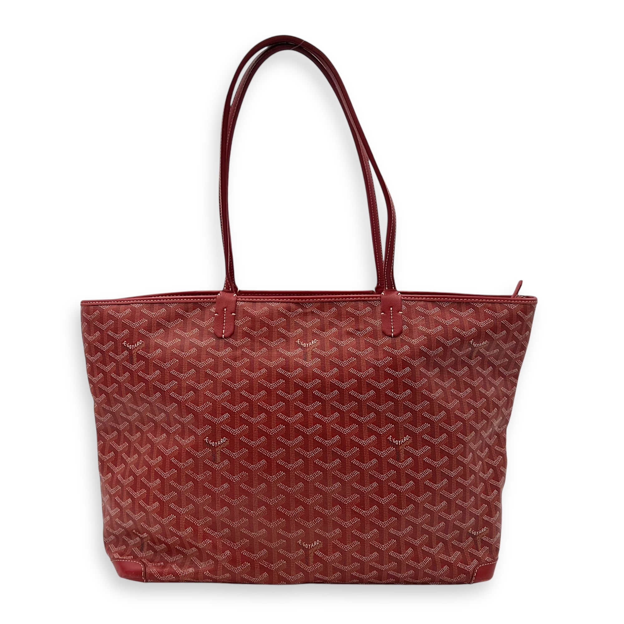 Artois MM Red Tote Bag in Coated Canvas, Silver hardware