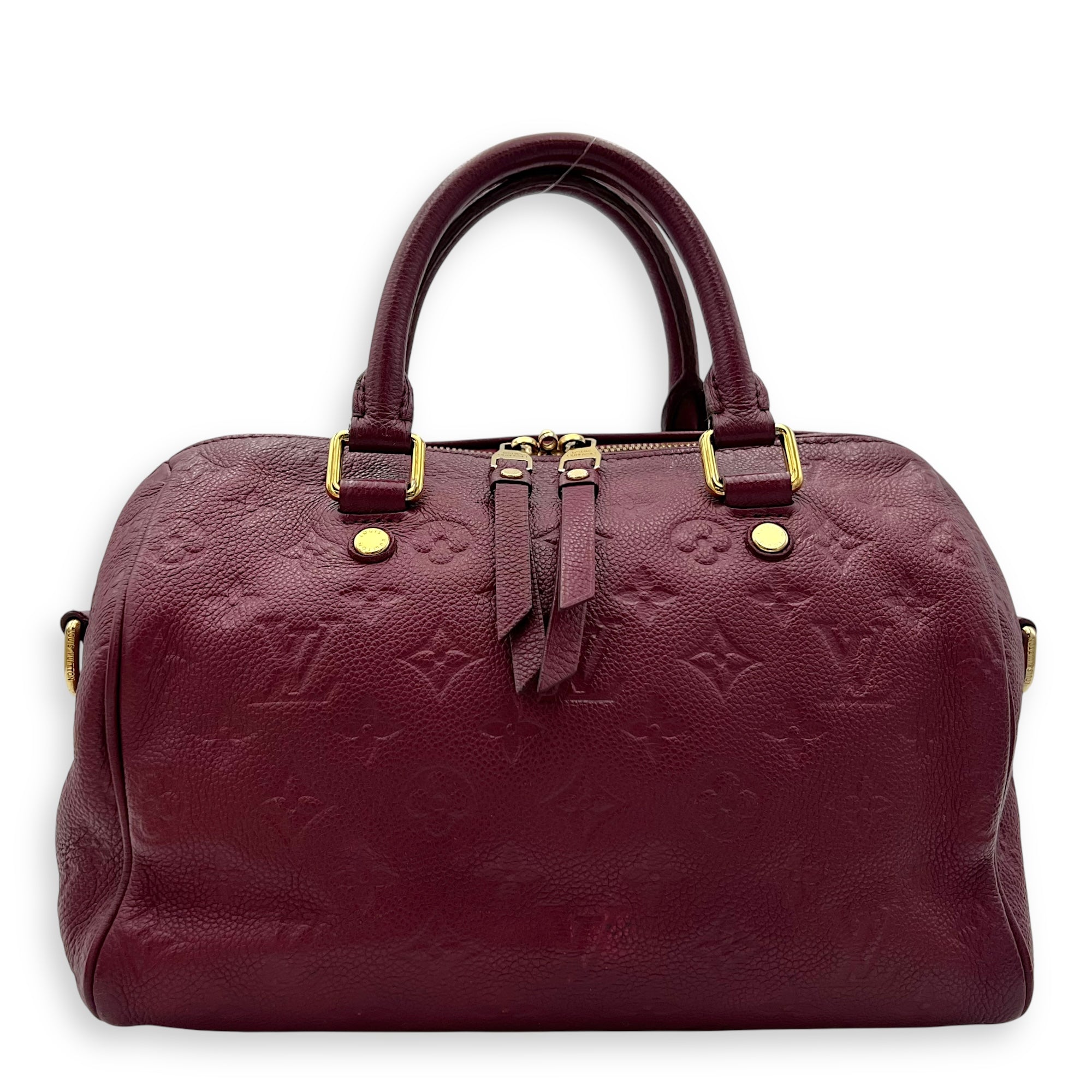 Speedy Bandouliere Top Handle Bag 25 Red in Empreinte Leather, Gold hardware