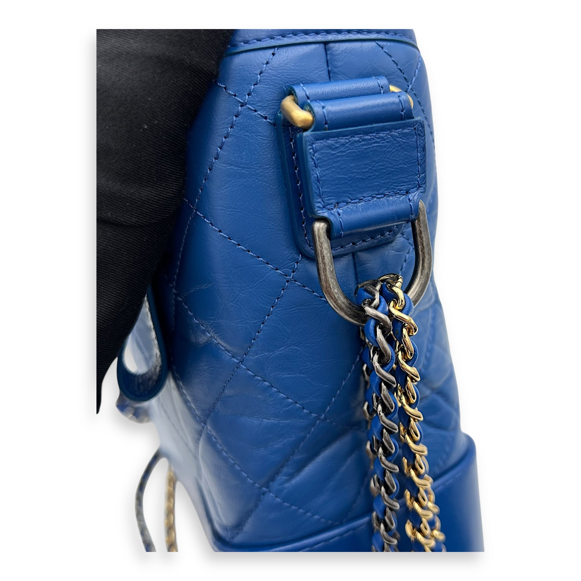Gabrielle Shoulder Bag Medium Blue in Calfskin, Mixed hardware - Image 9