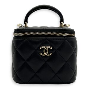 Vanity Crossbody Bag Black in Lambskin, Gold hardware