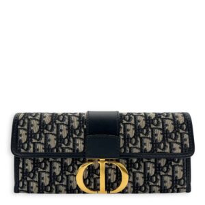 Montaigne Crossbody Bag Medium Blue in Canvas, Gold hardware