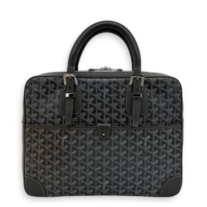 Ambassade Briefcase Grey in Coated Canvas, Silver hardware