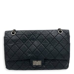2.55 227 Black Shoulder Bag in Calfskin, Ruthenium hardware