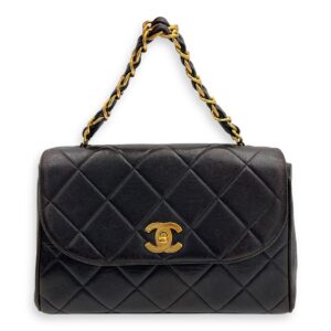 Vintage Quilted CC Top Handle Bag Brown in Lambskin, Gold hardware