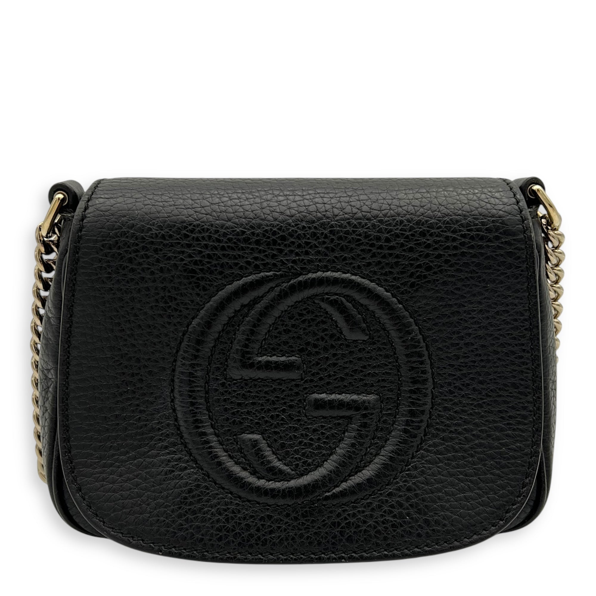 Soho Crossbody Bag Black in Calfskin, Gold hardware