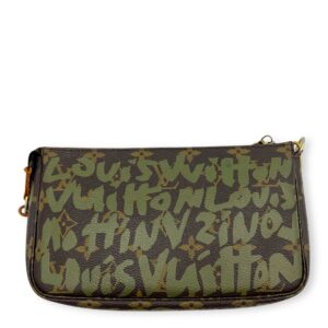 Pochette Pouch Brown in Coated Canvas, Gold hardware