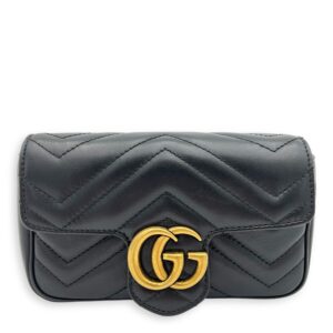 GG Marmont Crossbody Bag Black in Calfskin, Gold hardware
