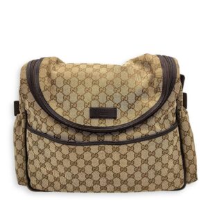 GG Shoulder Bag Brown in Canvas, Silver hardware