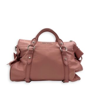2 way bag Top Handle Bag Pink in Goat Leather, Silver hardware