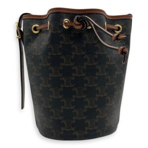 Triomphe Bucket Bag Brown in Coated Canvas, Gold hardware