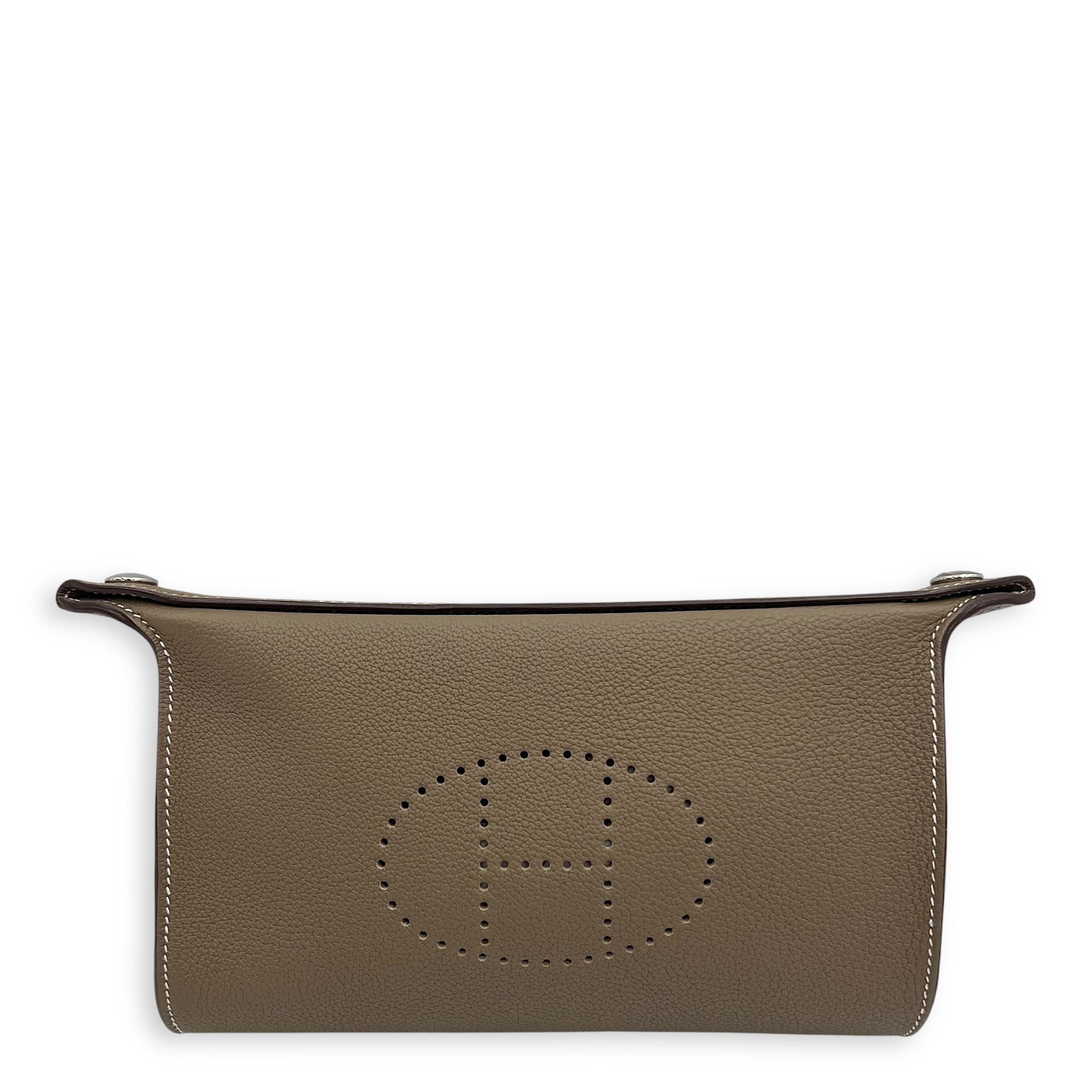 Videpoches Etoupe Crossbody Bag in Togo, Palladium hardware