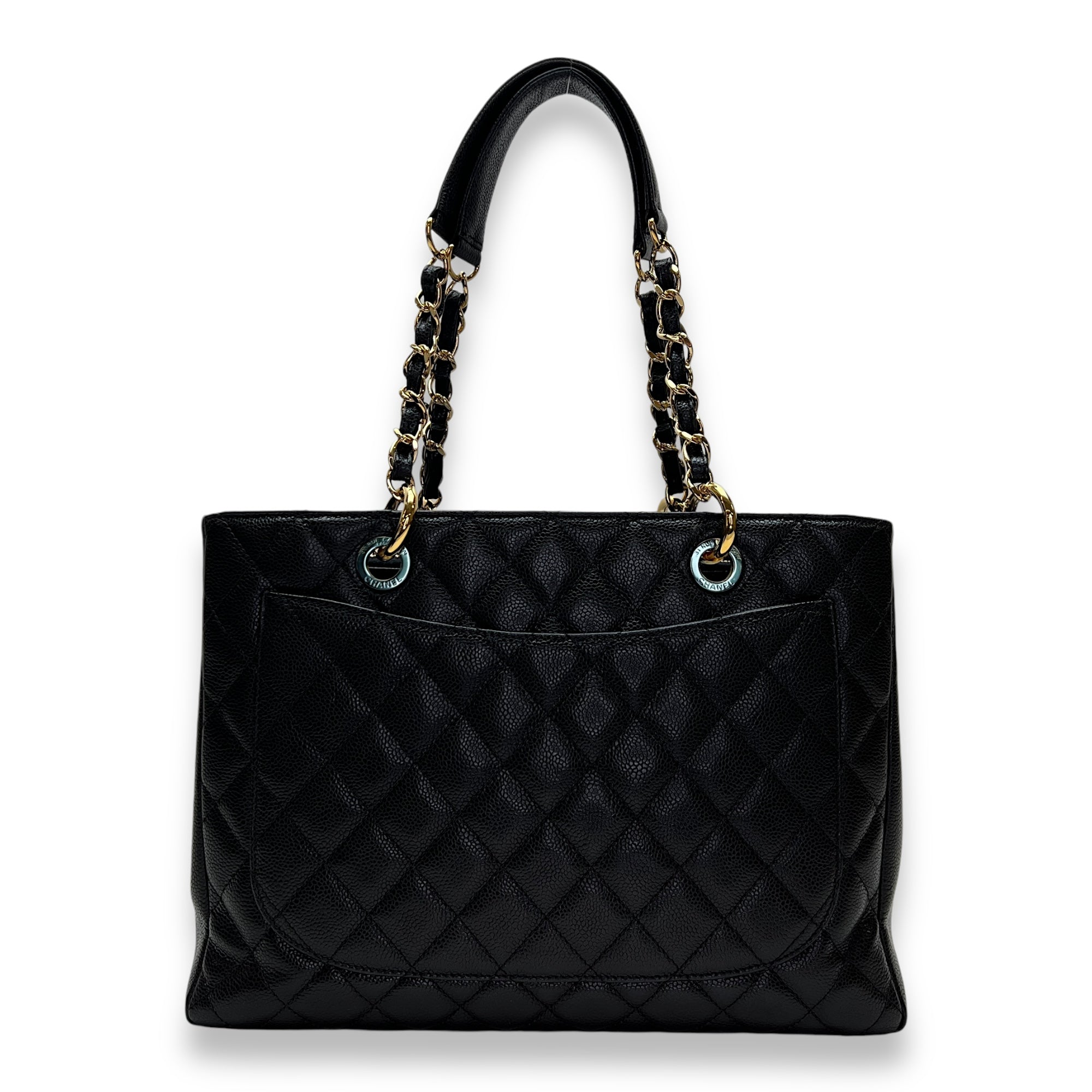 GST Black Shoulder Bag in Caviar Leather, Gold hardware - Image 3