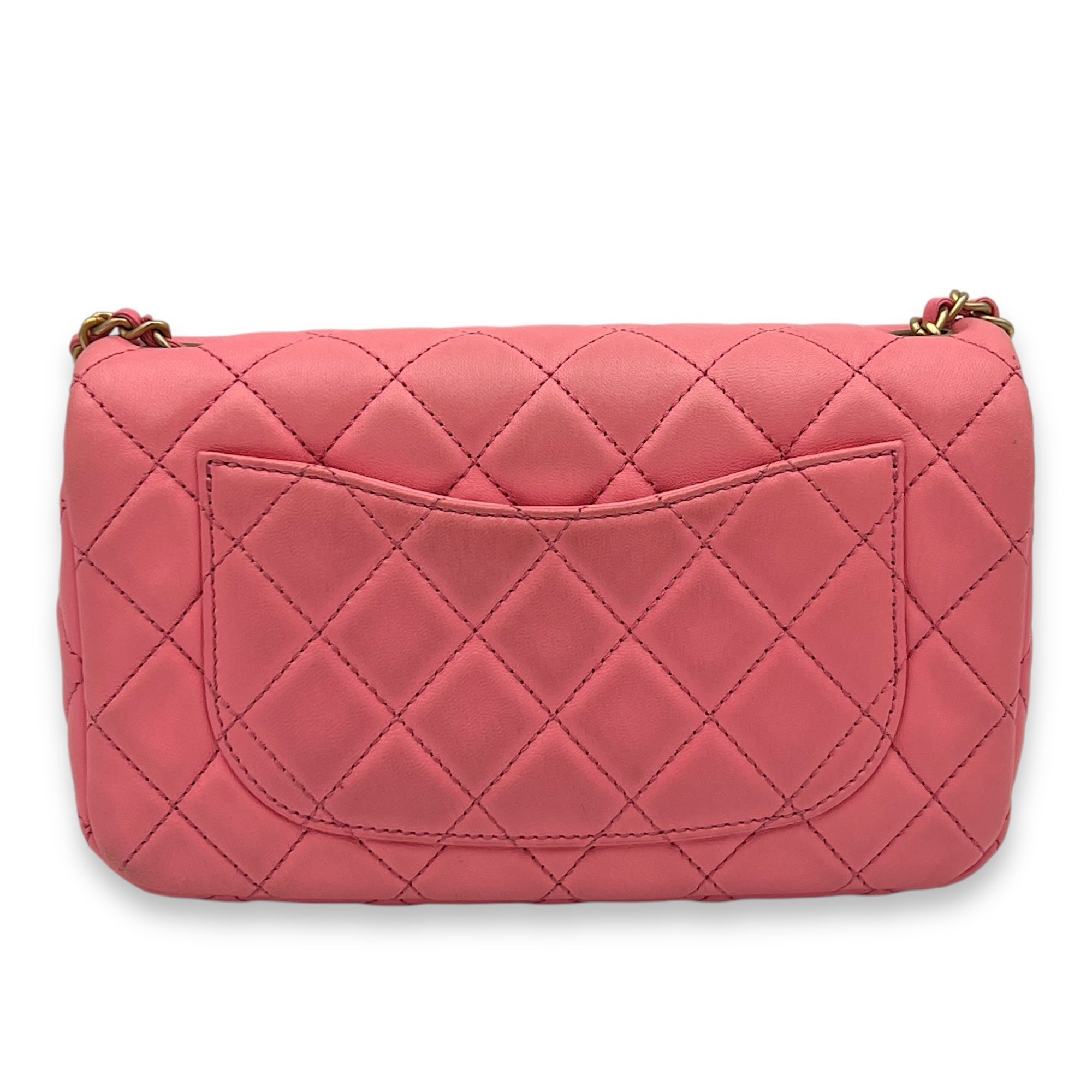 Quilted Pearl Crush Shoulder Bag Pink in Calfskin, Gold hardware - Image 3