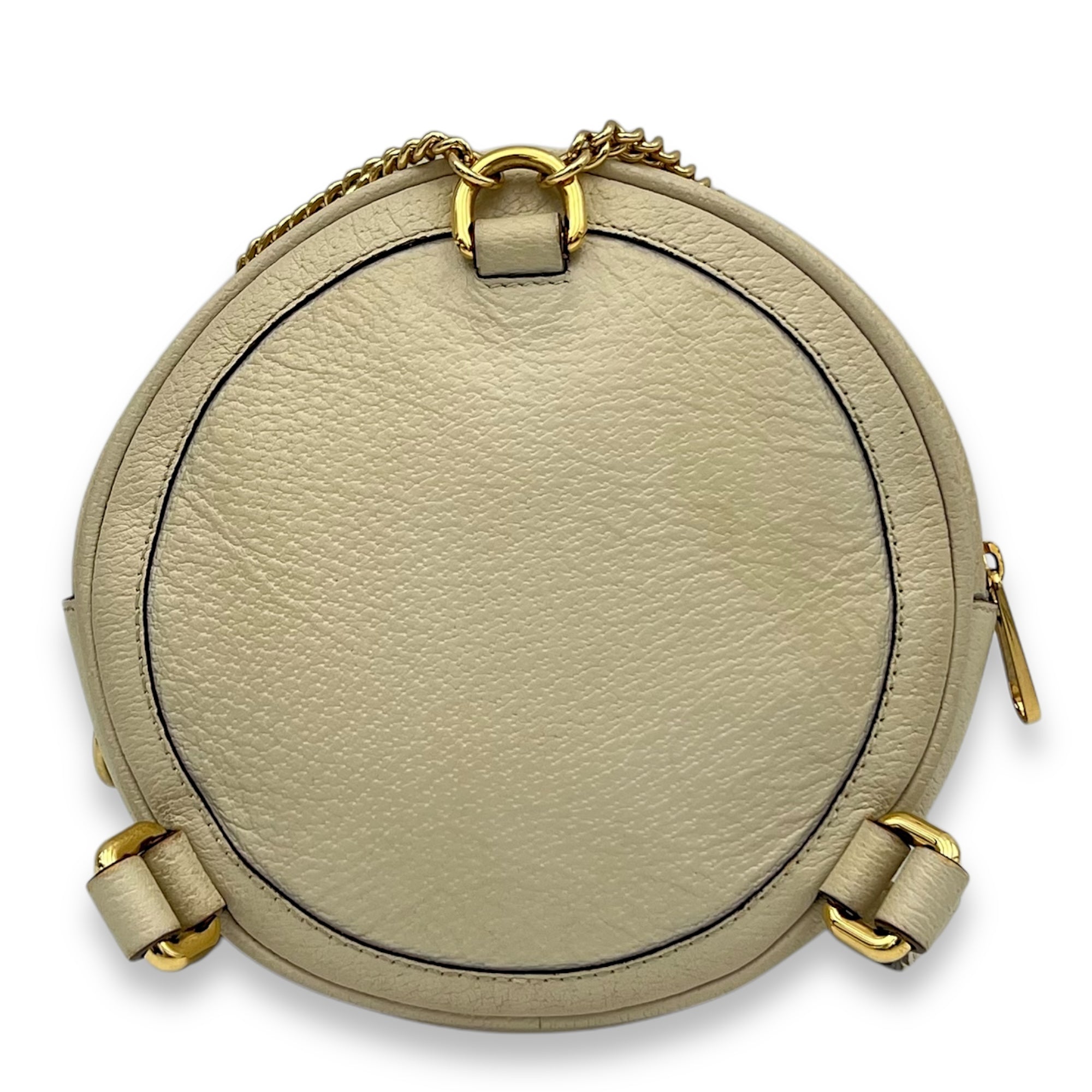 Ophidia Round Crossbody Bag White in Calfskin, Gold hardware - Image 3