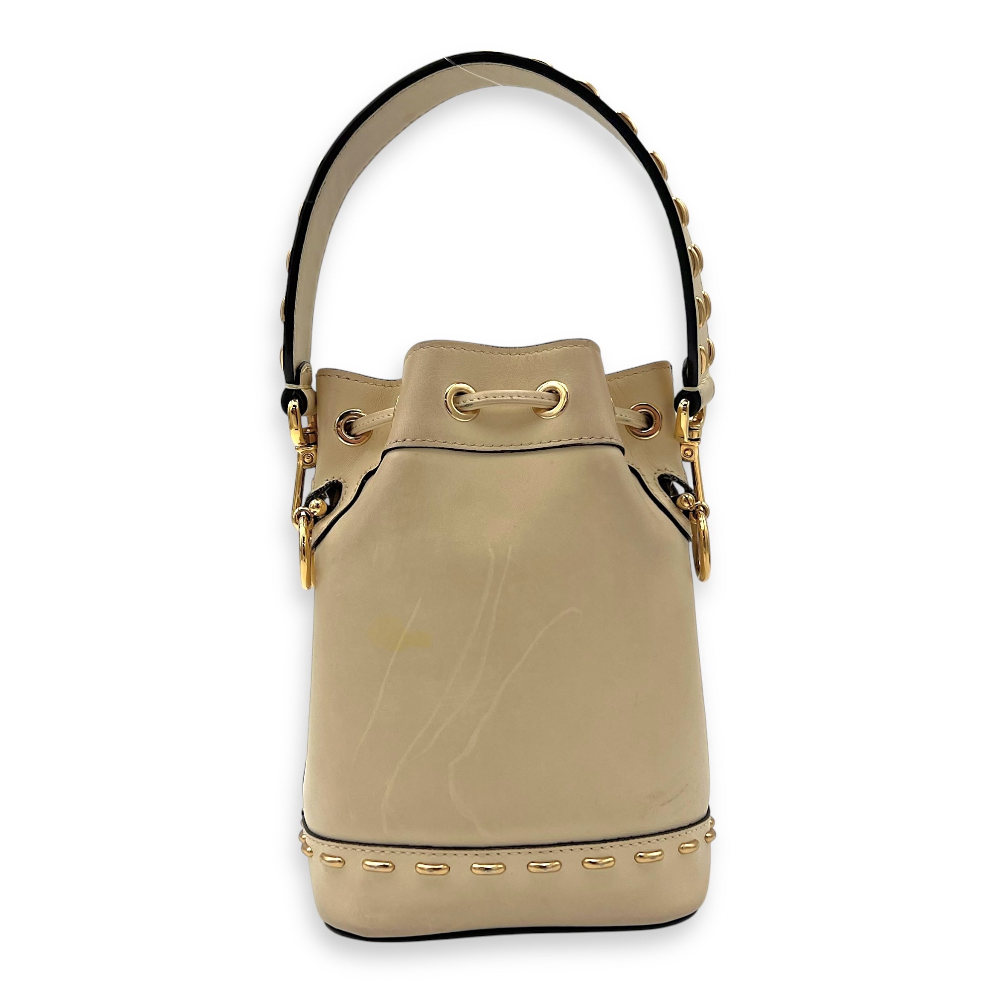 Mon Tresor Top Handle Bag Mini White in Calfskin, Gold hardware - Image 3