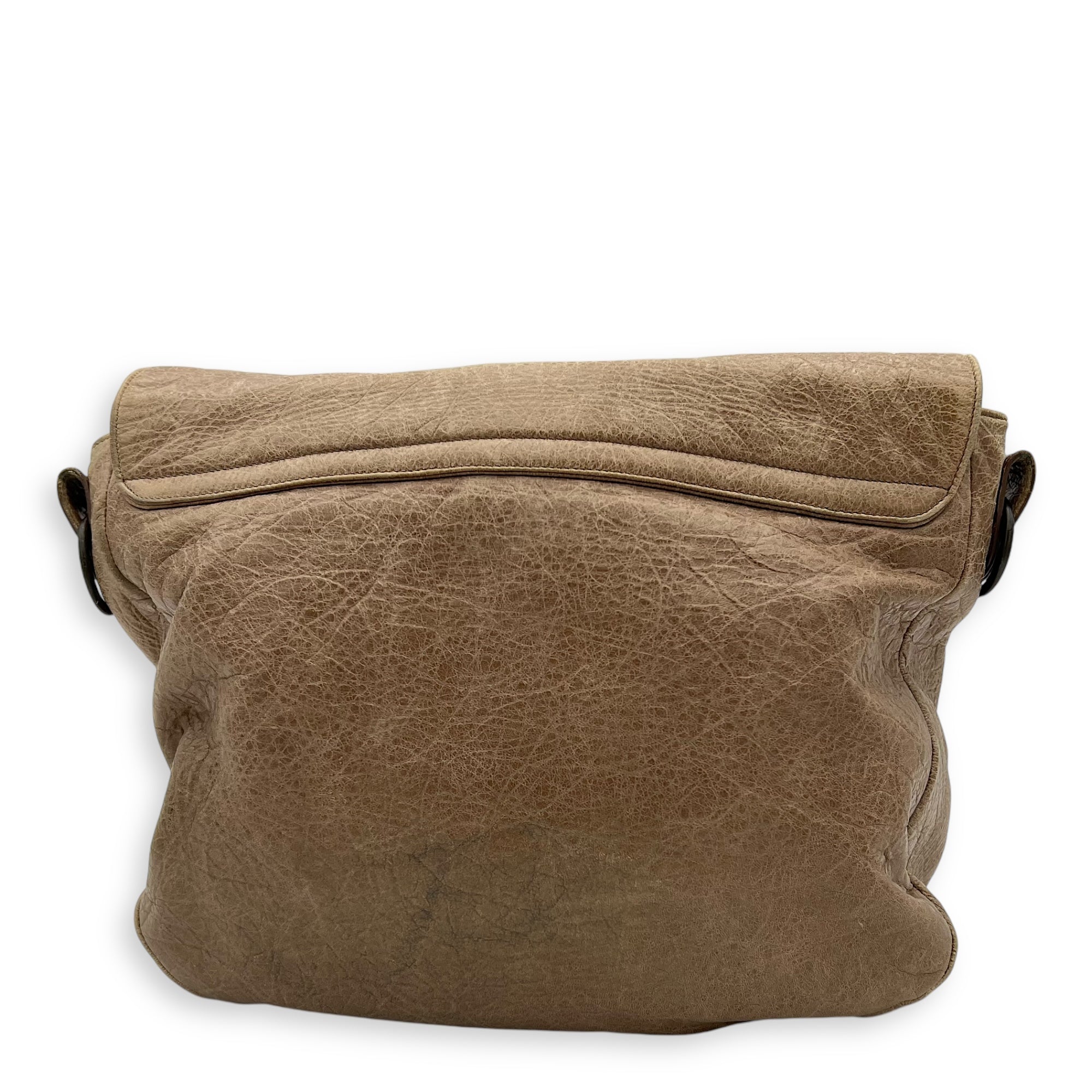 Folk Brown Crossbody Bag in Distressed Leather, Gunmetal hardware - Image 3