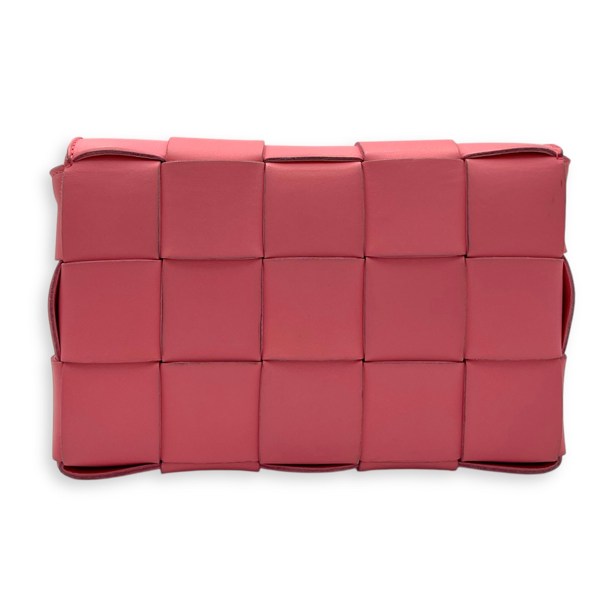 Cassette Crossbody Bag Pink in Calfskin, Silver hardware - Image 3