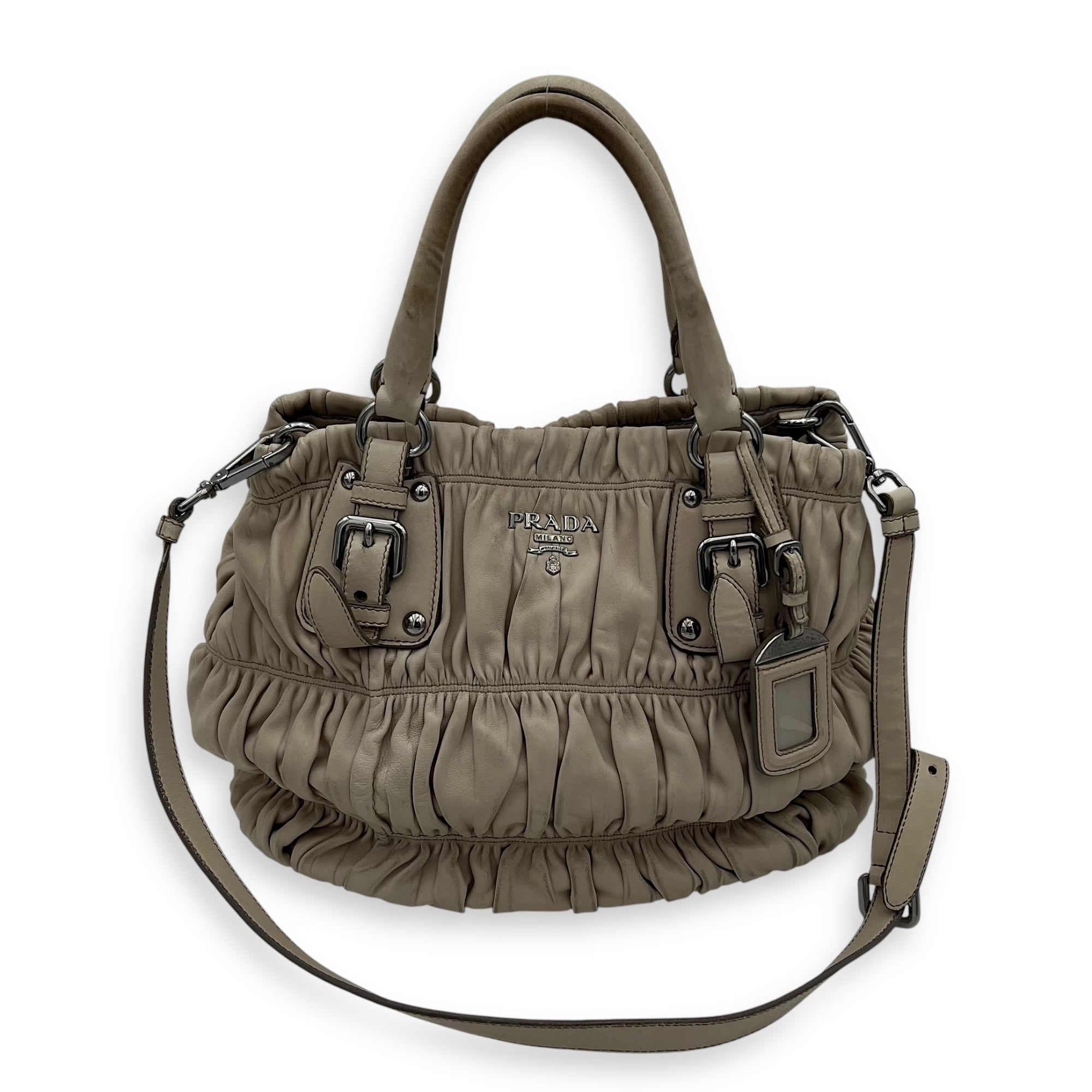 Gaufre White Top Handle Bag in Lambskin, Silver hardware - Image 19