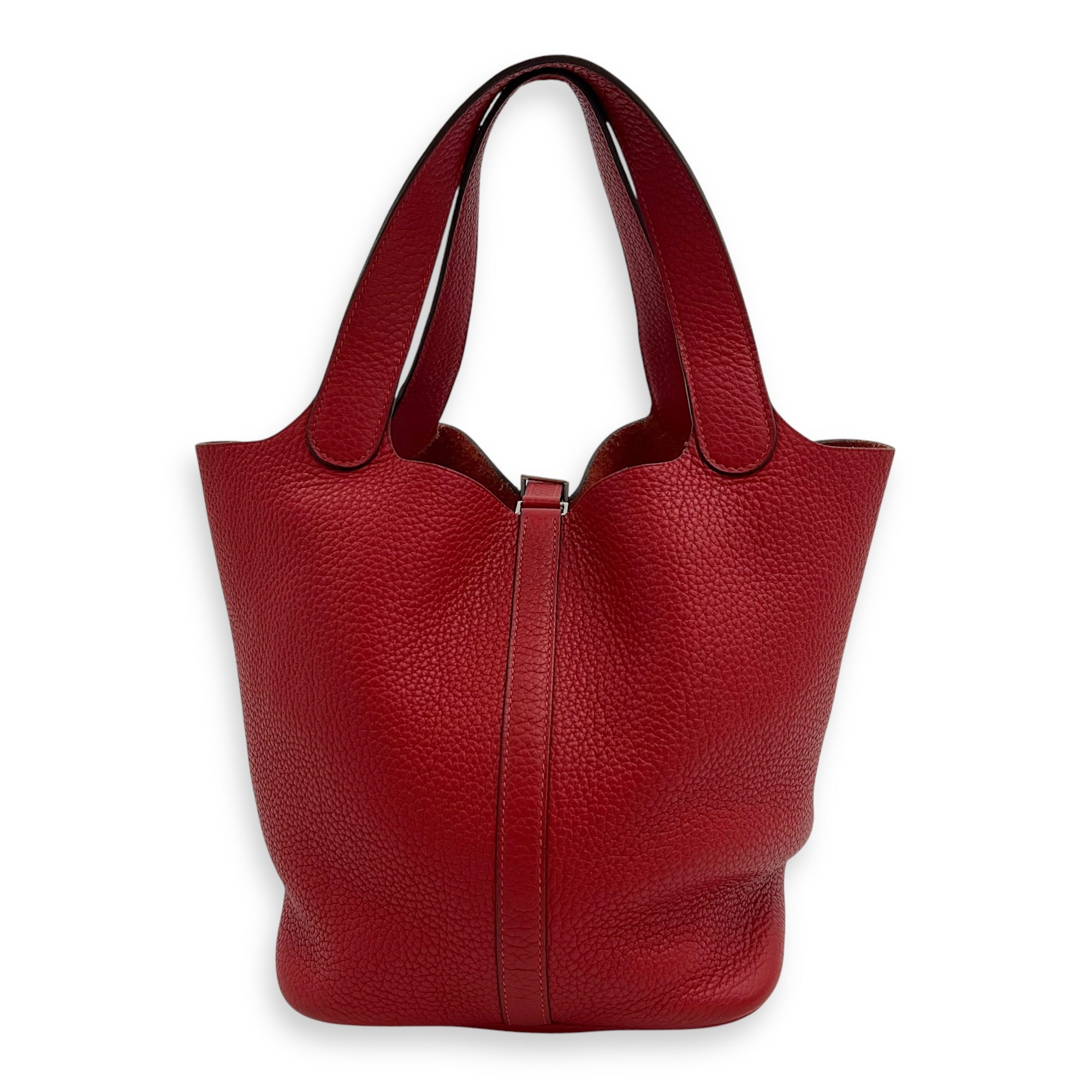 Picotin 26 Red Bucket Bag in Clemence, Palladium hardware - Image 3