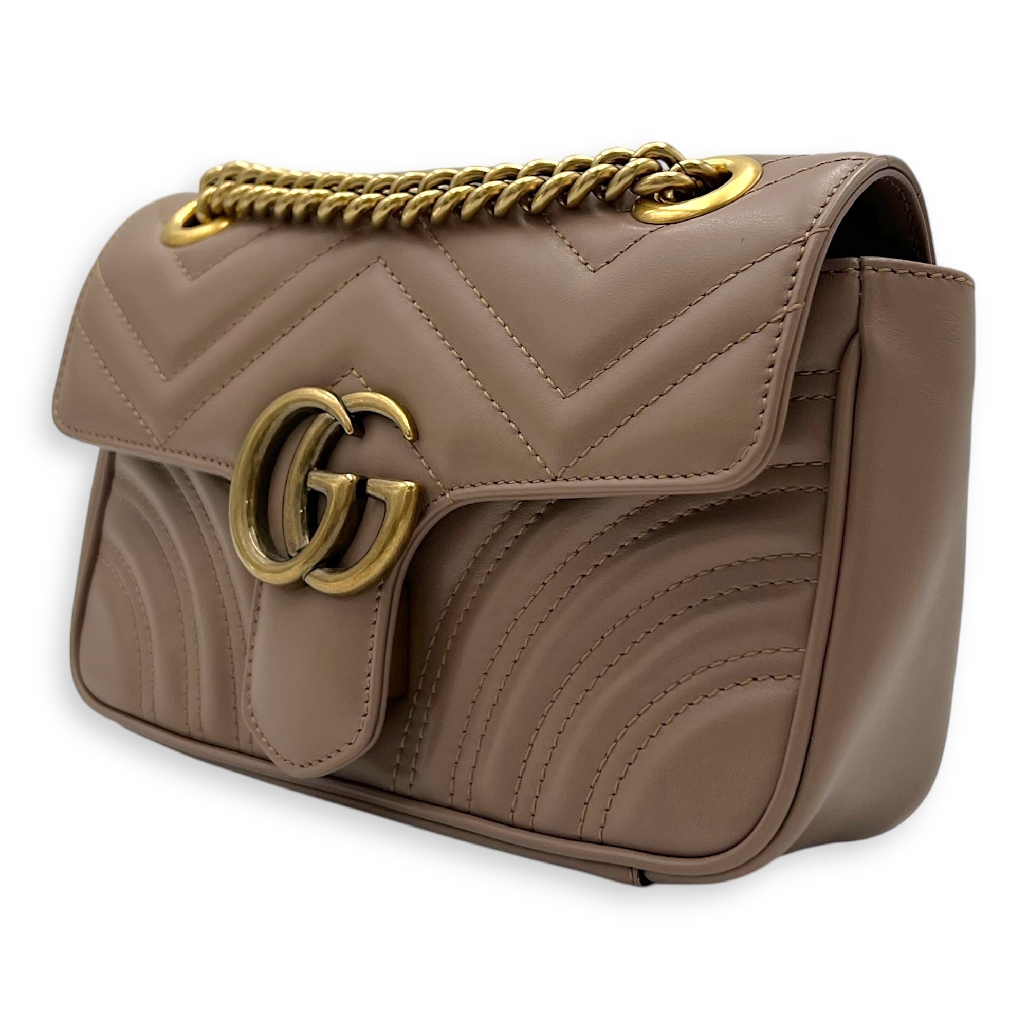 GG Marmont Mini Shoulder bag in Calfskin, Gold Hardware - Image 4