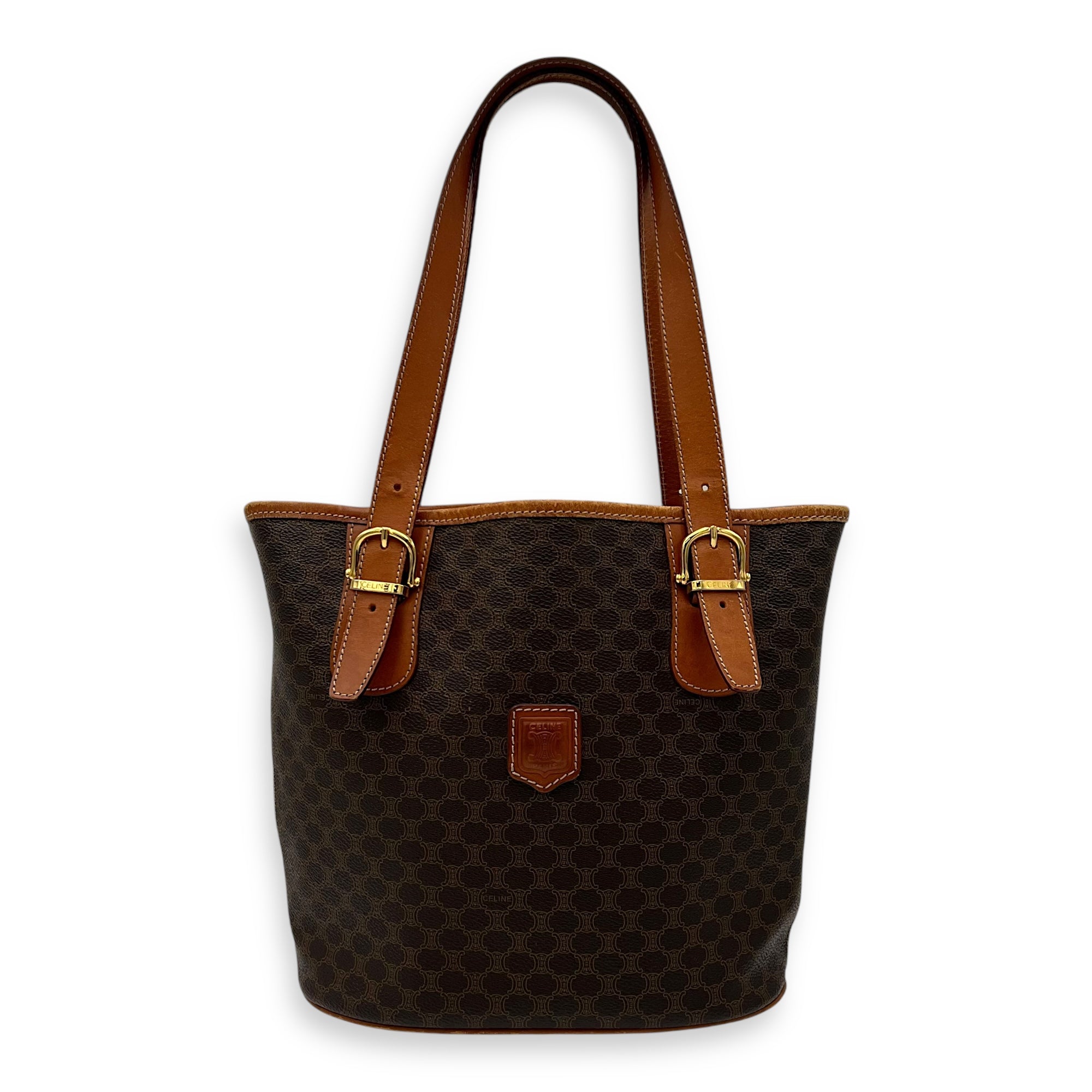 Macadam Shoulder Bag Brown in Coated Canvas, Gold hardware