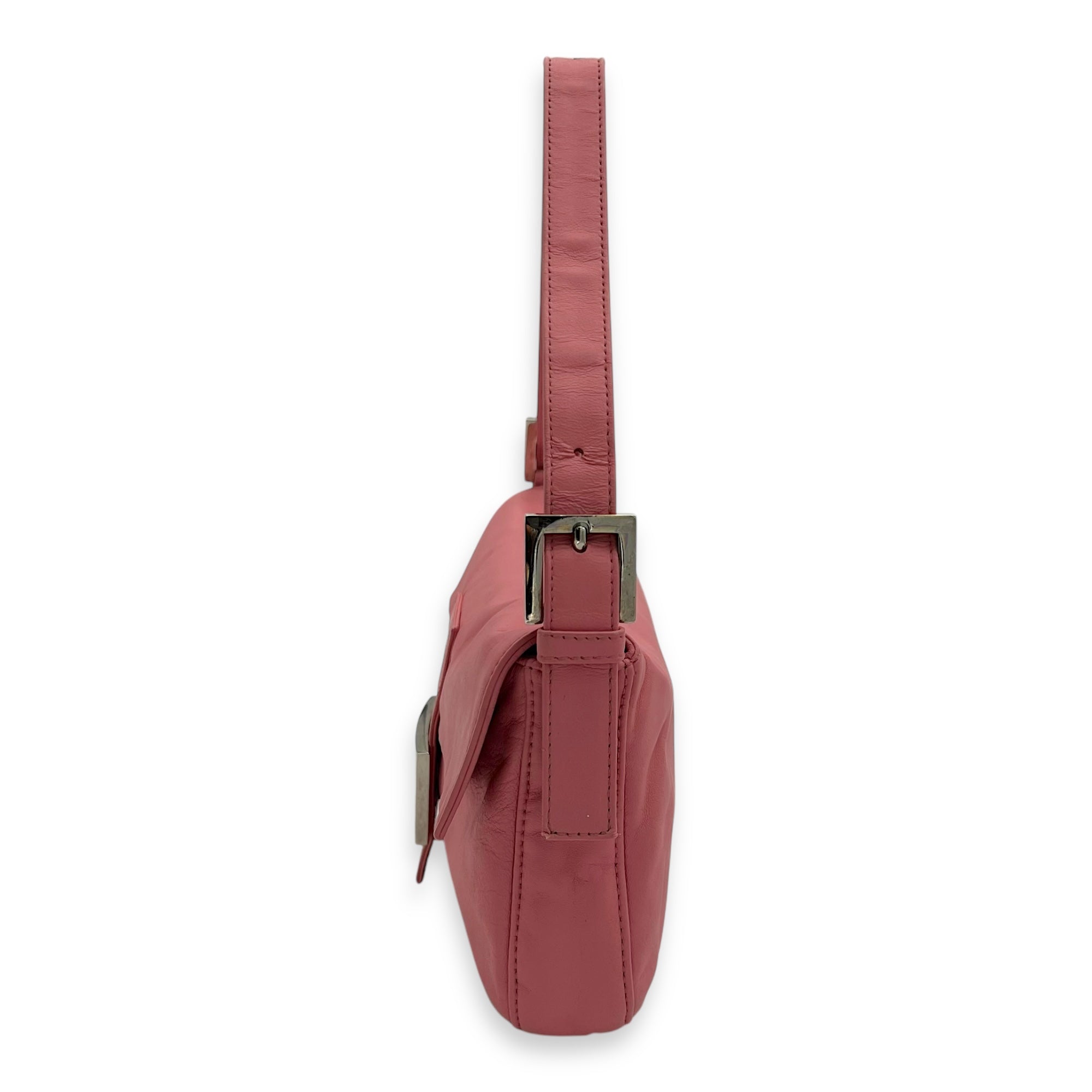 Baguette Shoulder Bag Pink in Calfskin, Silver hardware - Image 4
