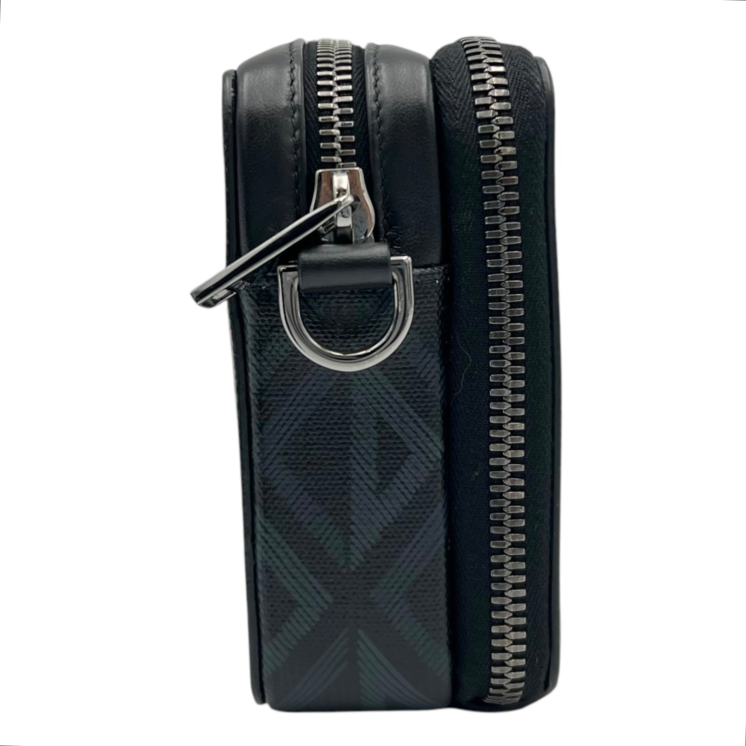 Pouch with strap Crossbody Bag Blue in Coated Canvas, Silver hardware - Image 4