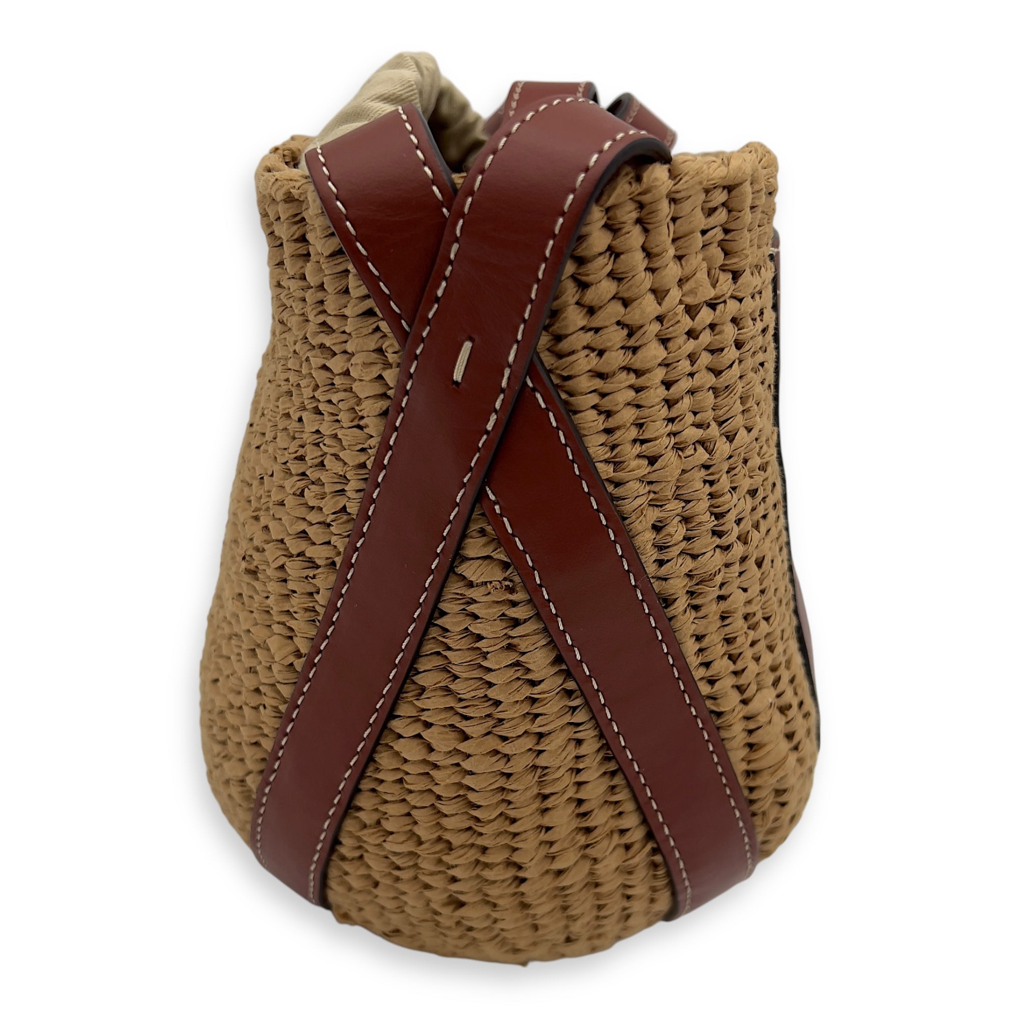 x Mifuko Crossbody Bag Brown in Raffia, Diamond hardware - Image 4