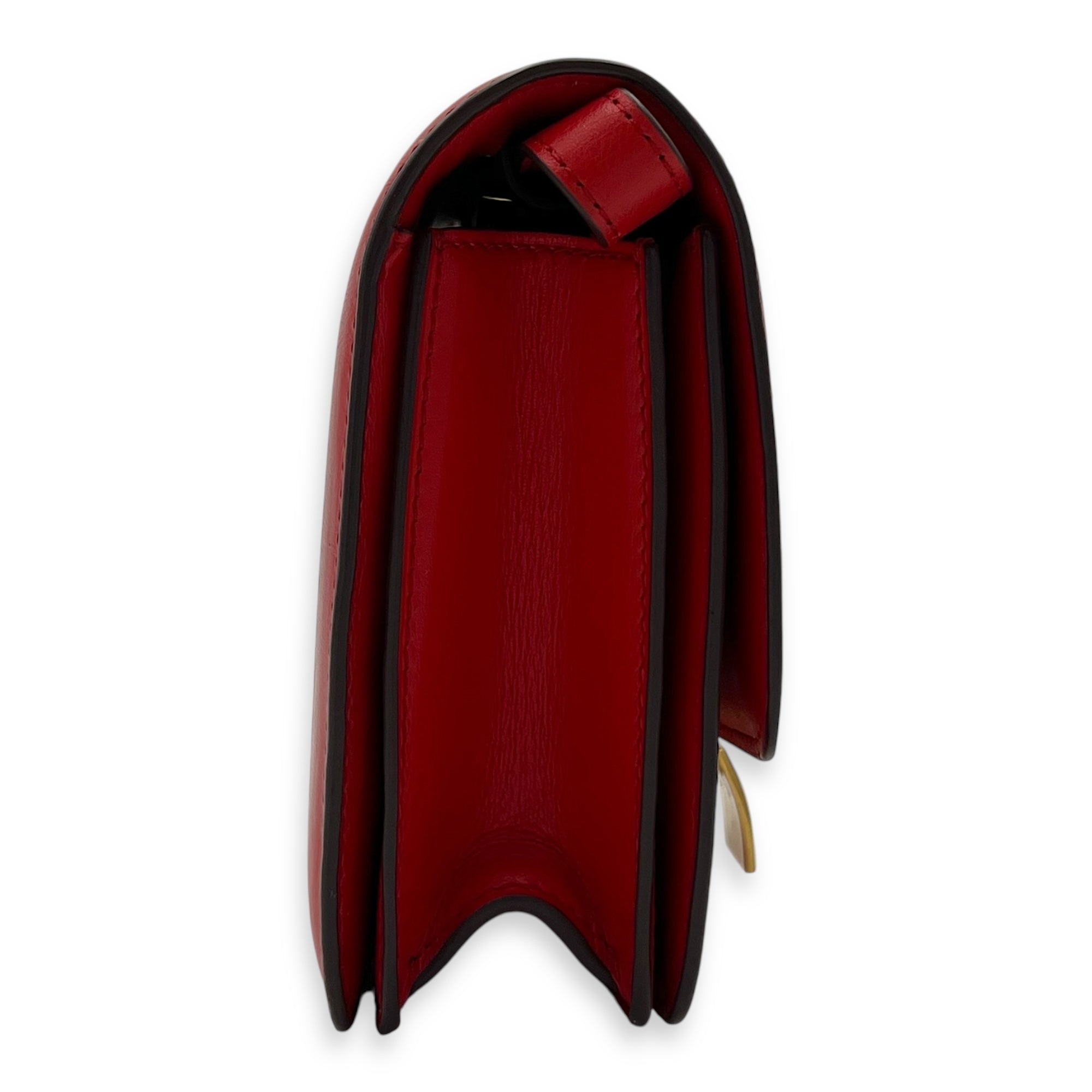 Box Small Red Crossbody Bag in Calfskin, Gold hardware - Image 4