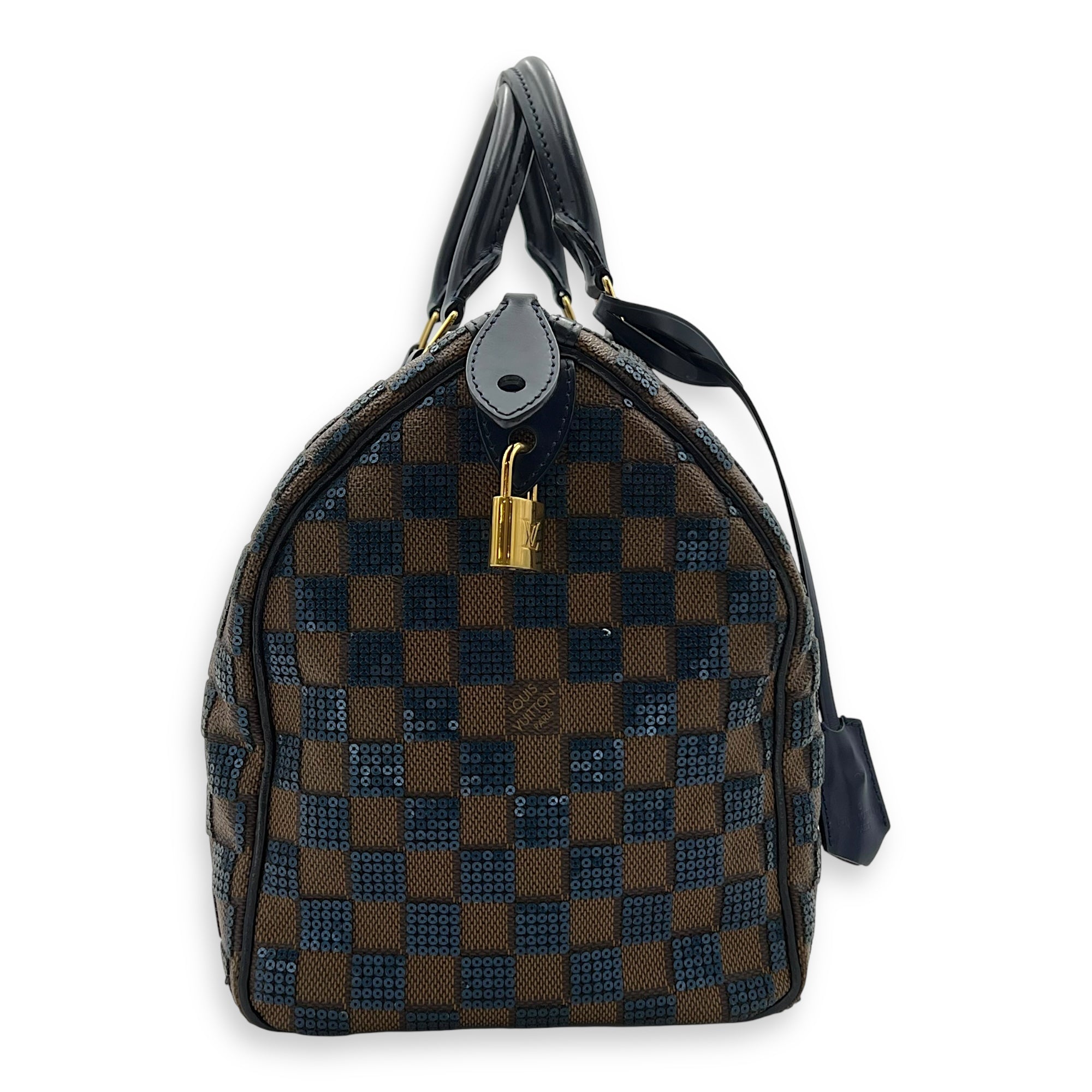 Limited Edition Speedy 30 Brown Top Handle Bag in Damier Paillettes, Gold hardware - Image 4