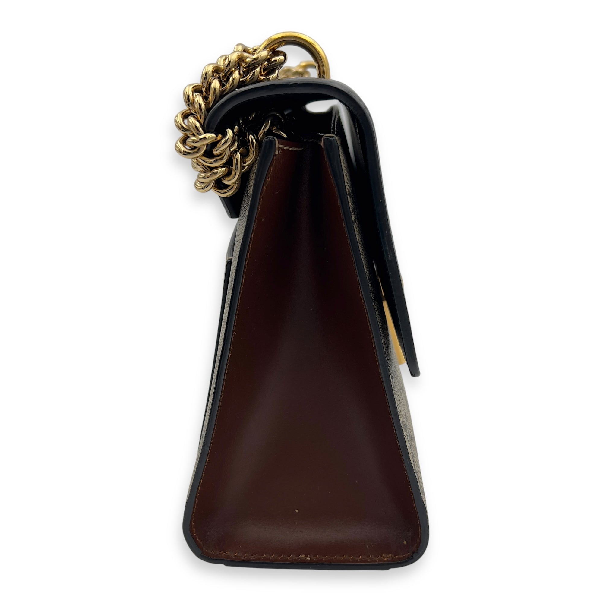 Padlock Shoulder Bag Brown in Coated Canvas, Gold hardware - Image 6