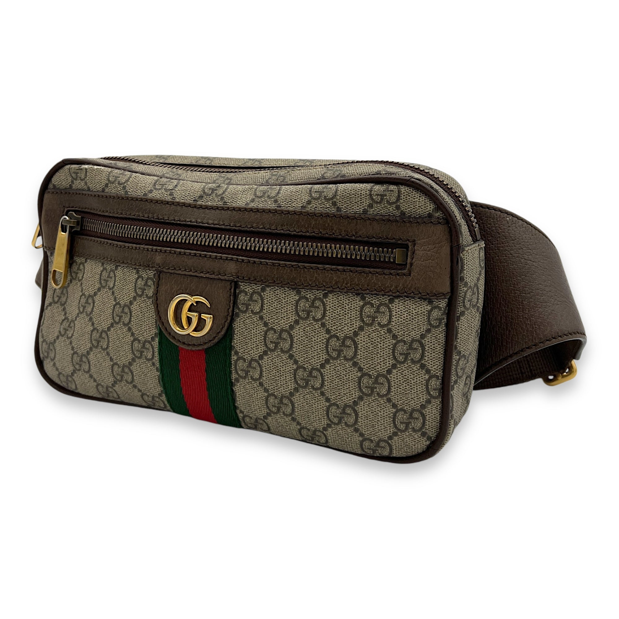 Ophidia Crossbody Bag Brown in Coated Canvas, Gold hardware - Image 5