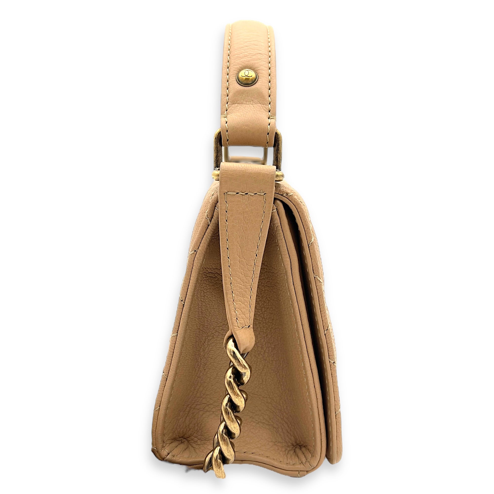 Rita Top Handle Bag Brown in Calfskin, Gold hardware - Image 5