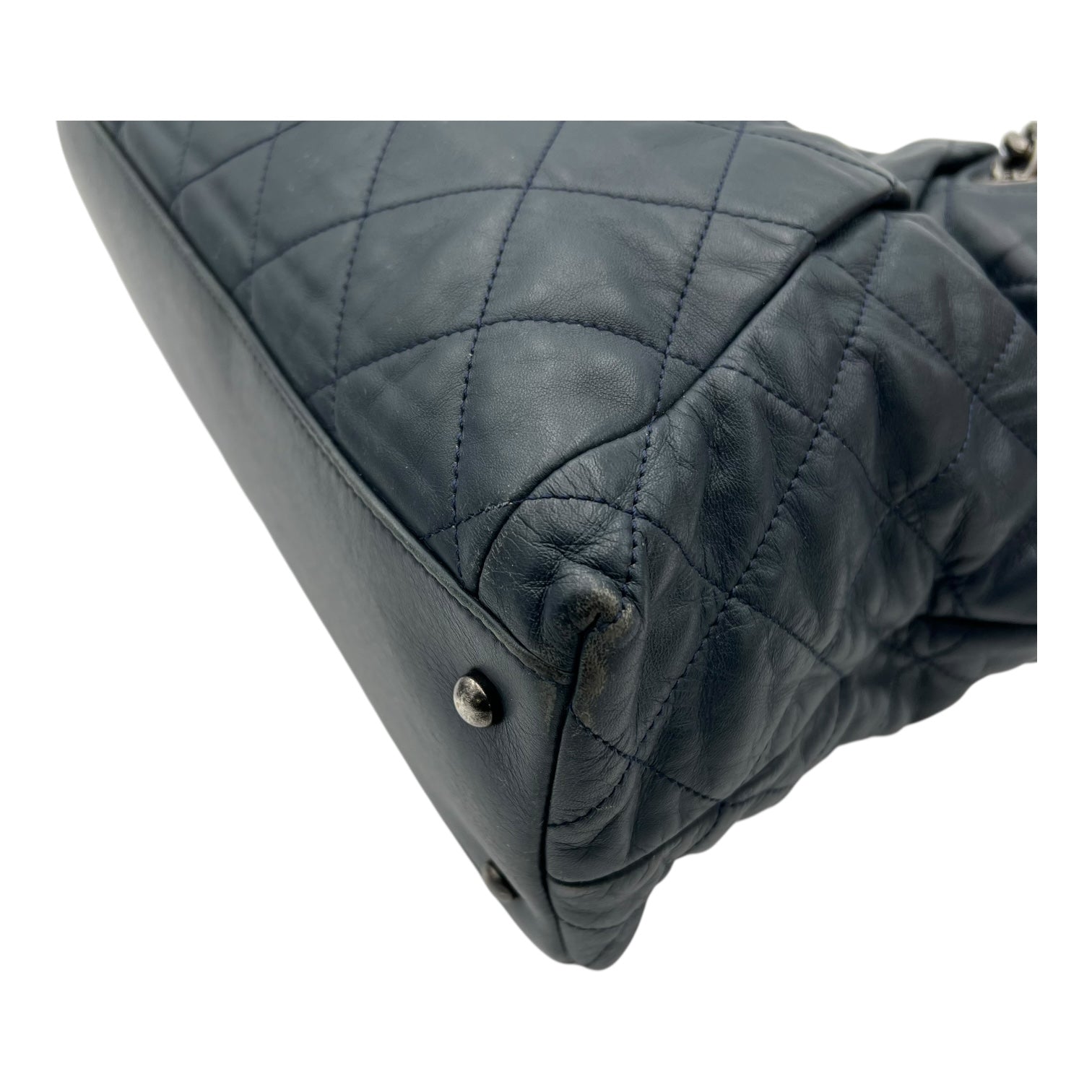 CC Shoulder Bag Blue in Calfskin, Ruthenium hardware - Image 15