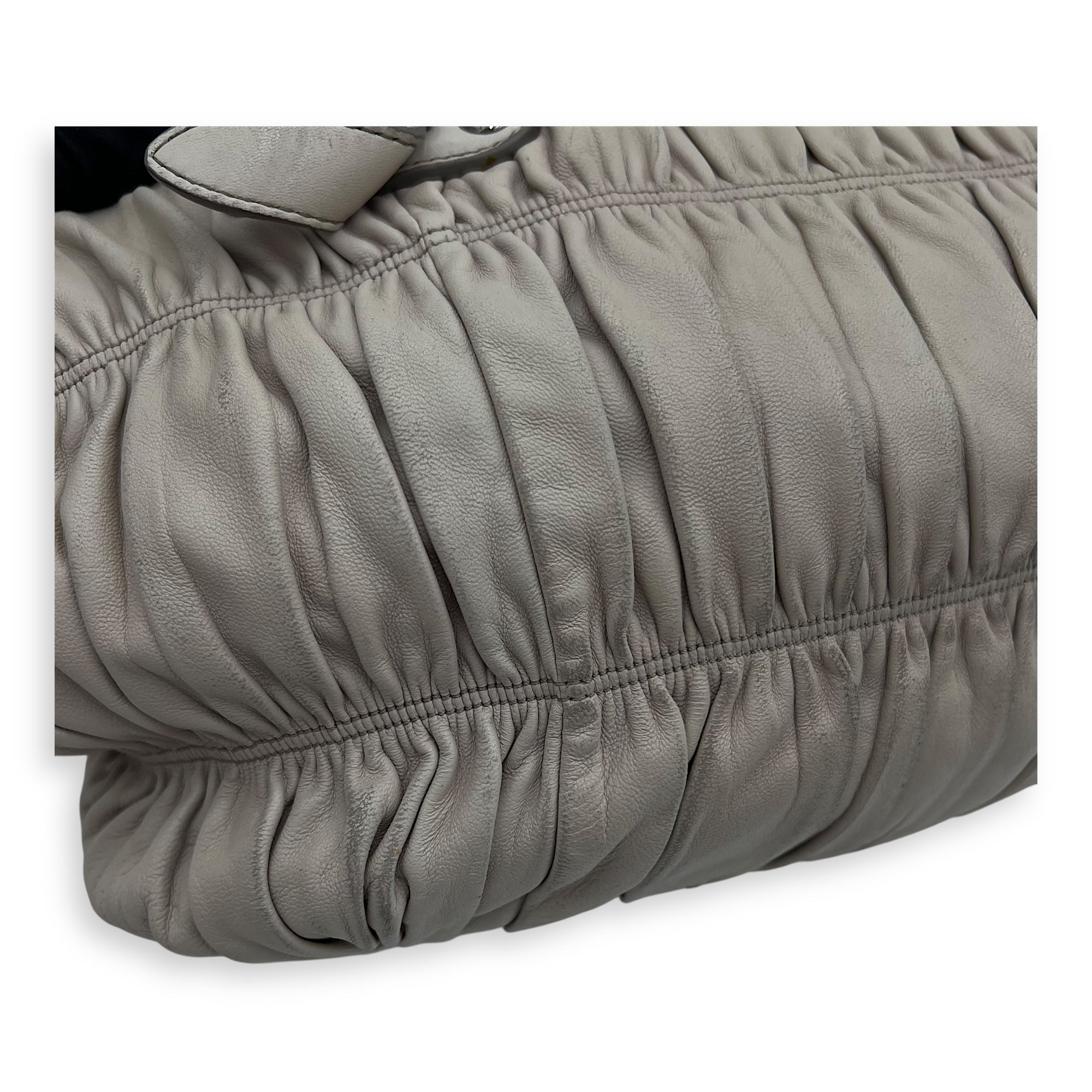 Gaufre White Top Handle Bag in Lambskin, Silver hardware - Image 18