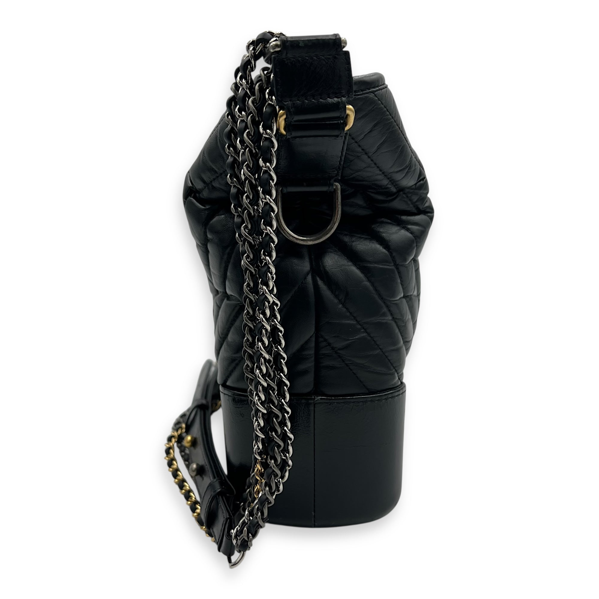 Gabrielle Shoulder Bag Large Black in Calfskin, Mixed hardware - Image 5