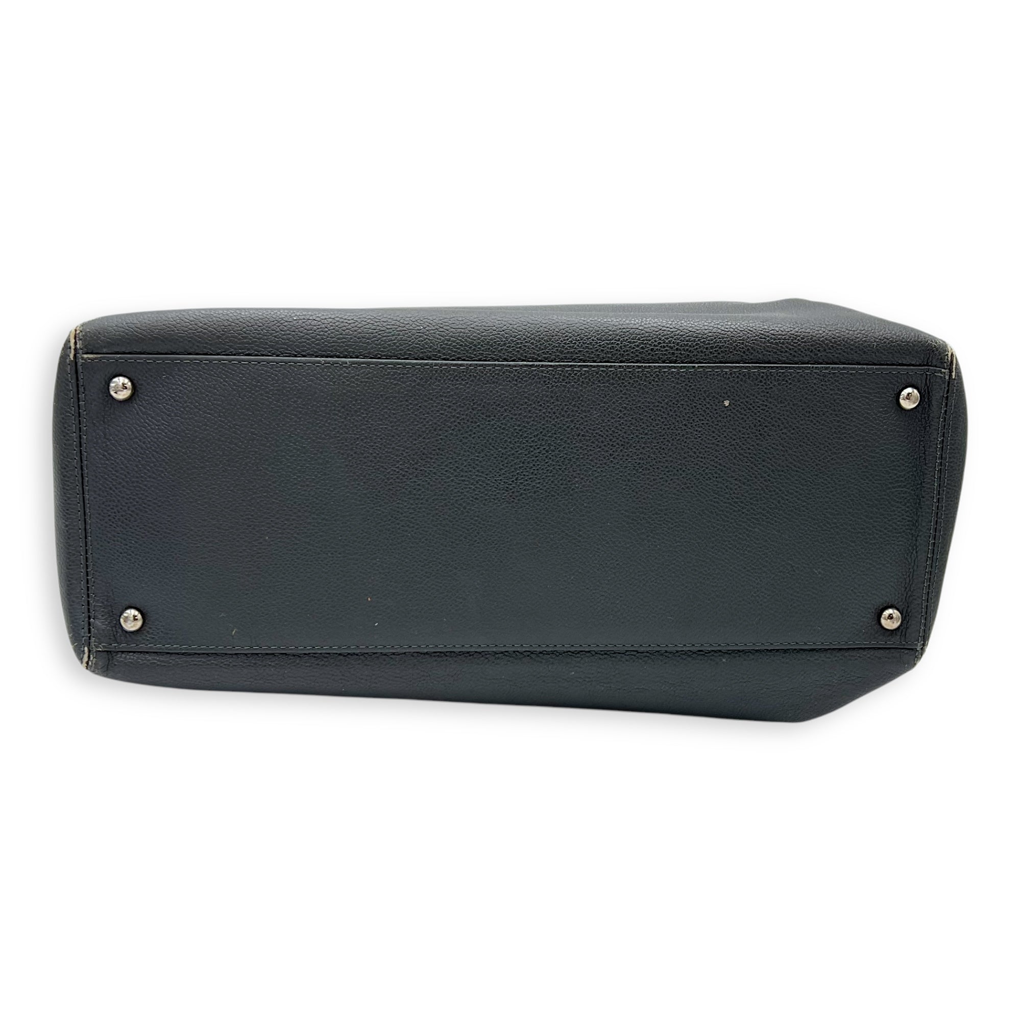 Executive Perf Top Handle Bag Grey in Calfskin, Silver hardware - Image 6