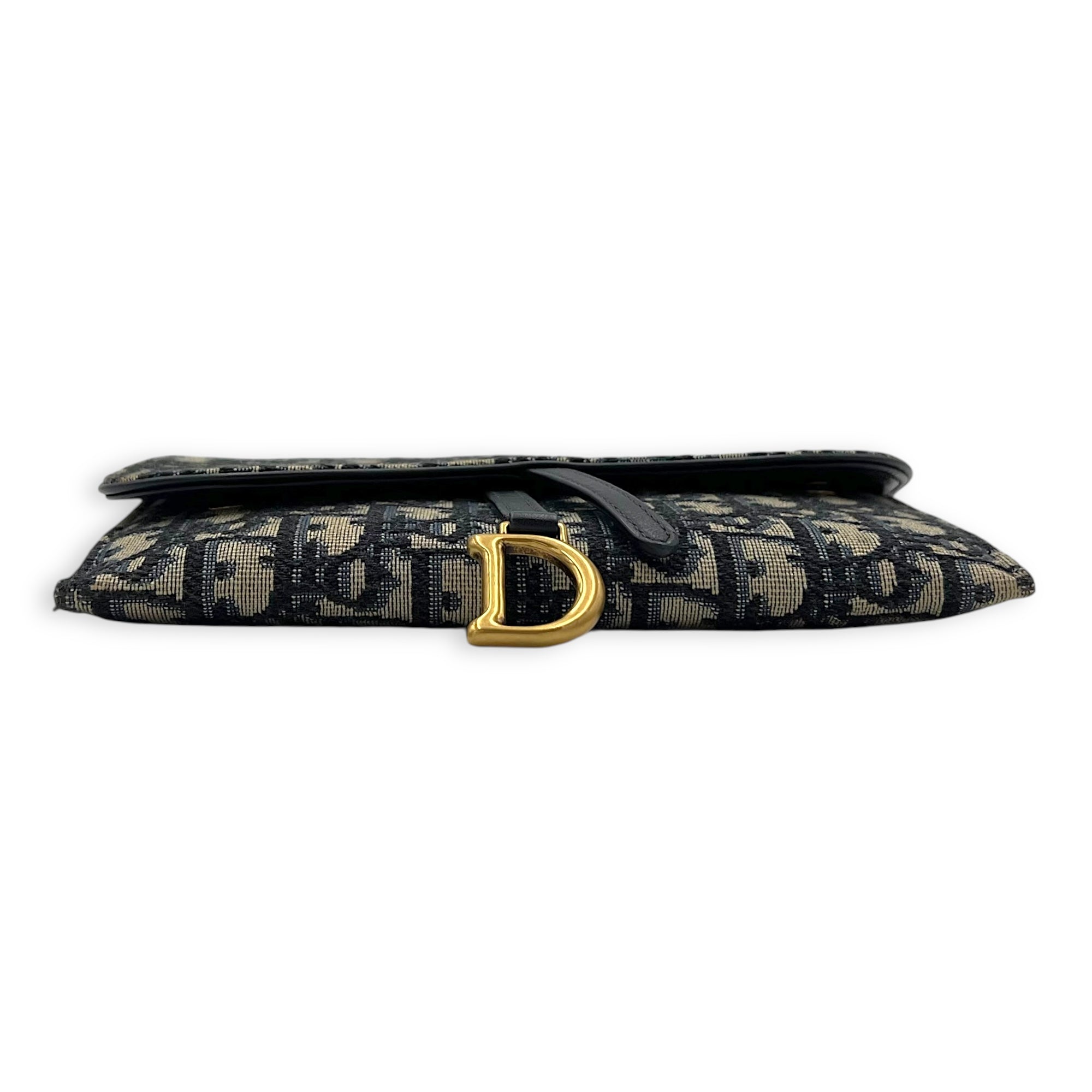 Saddle Wallet On Chain Blue in Jacquard, Gold hardware - Image 6