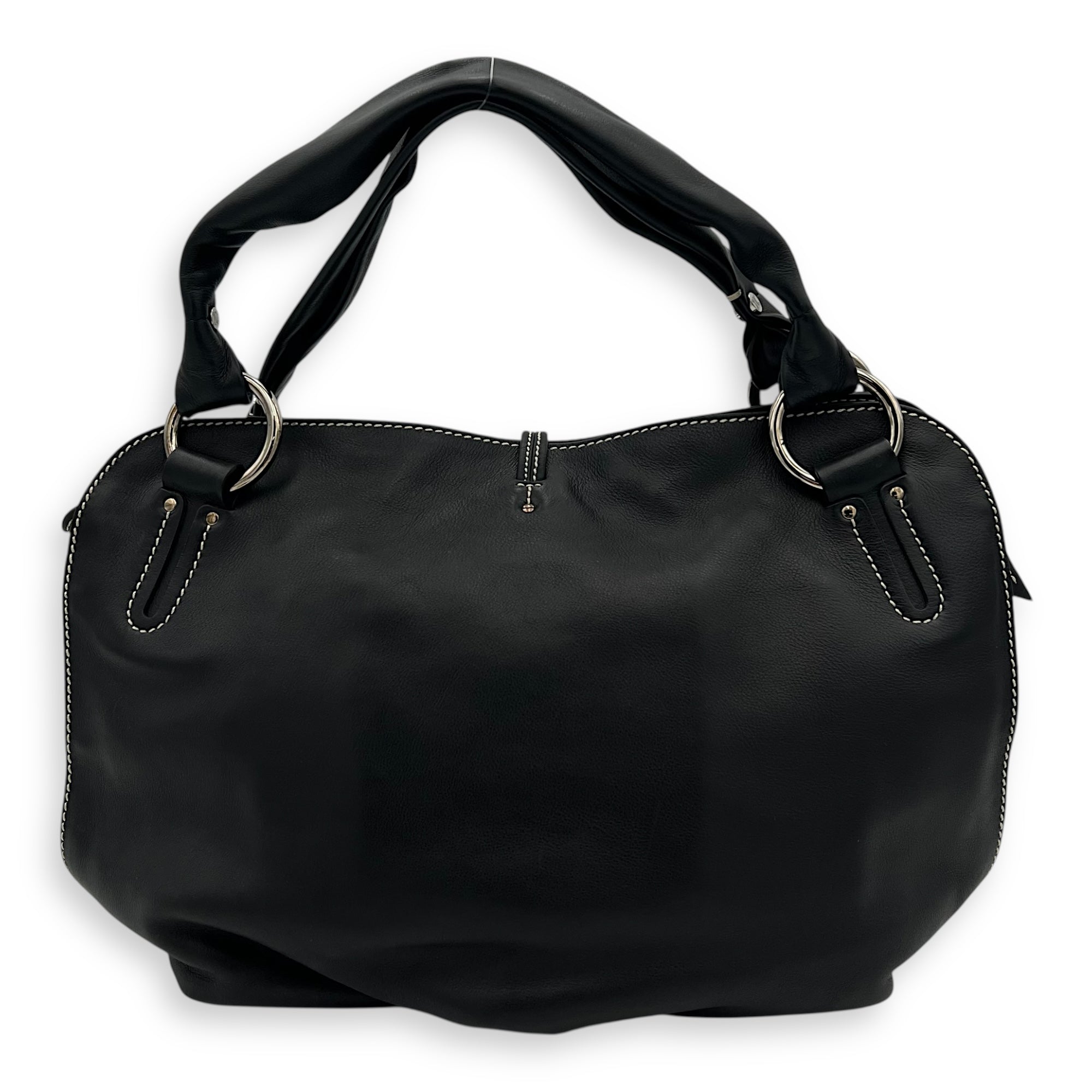 Bittersweet Black Top Handle Bag in Calfskin, Silver hardware - Image 3