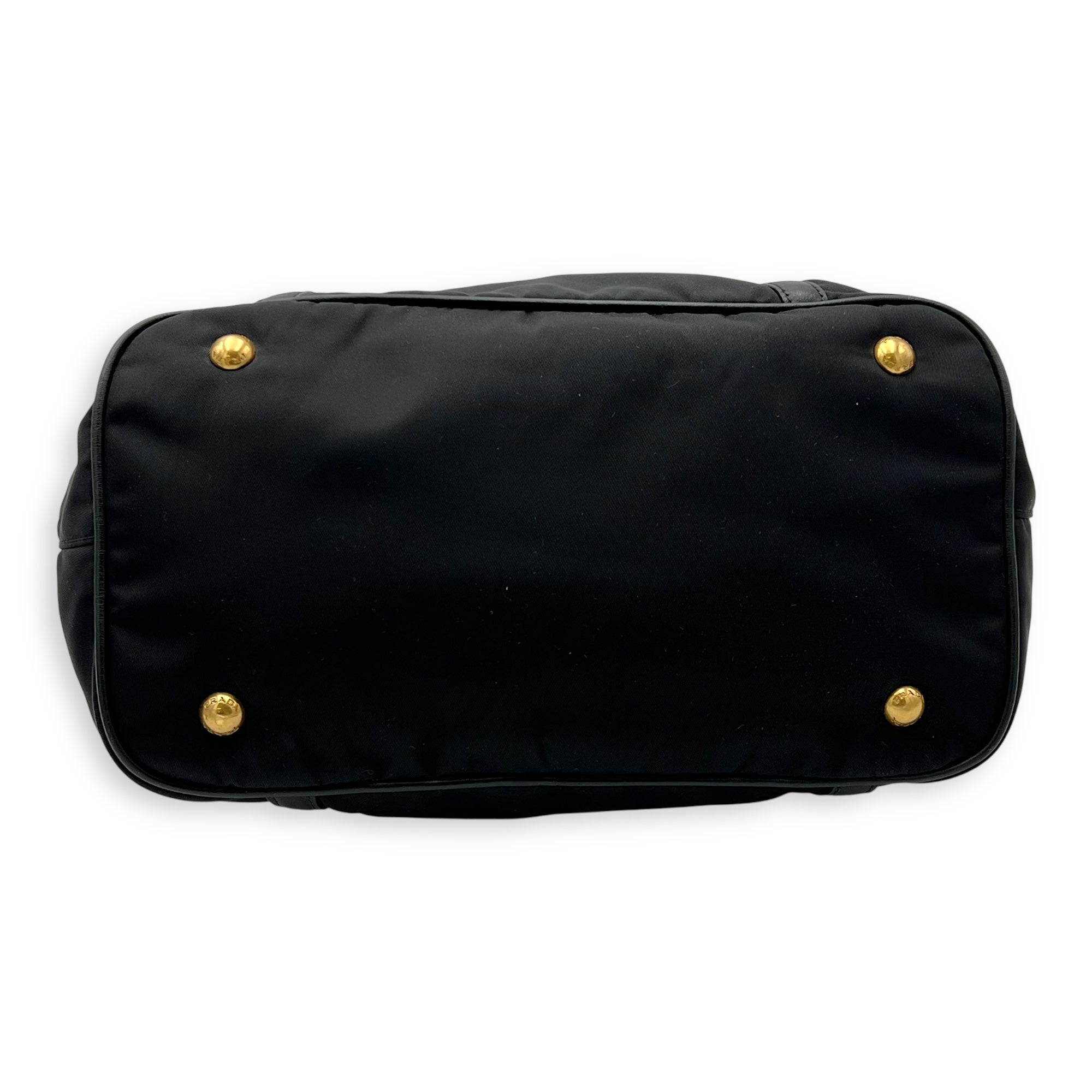 Logo Black Top Handle Bag in Nylon, Gold hardware - Image 6