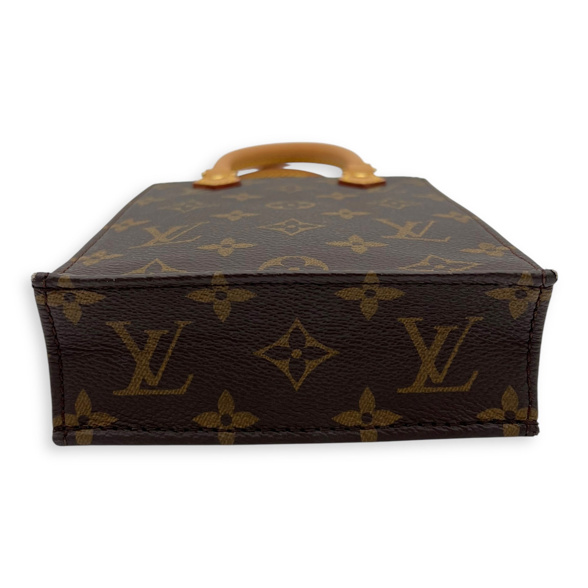 Sac Plat Top Handle Bag Petite Brown in Monogram Coated Canvas, Gold hardware - Image 6