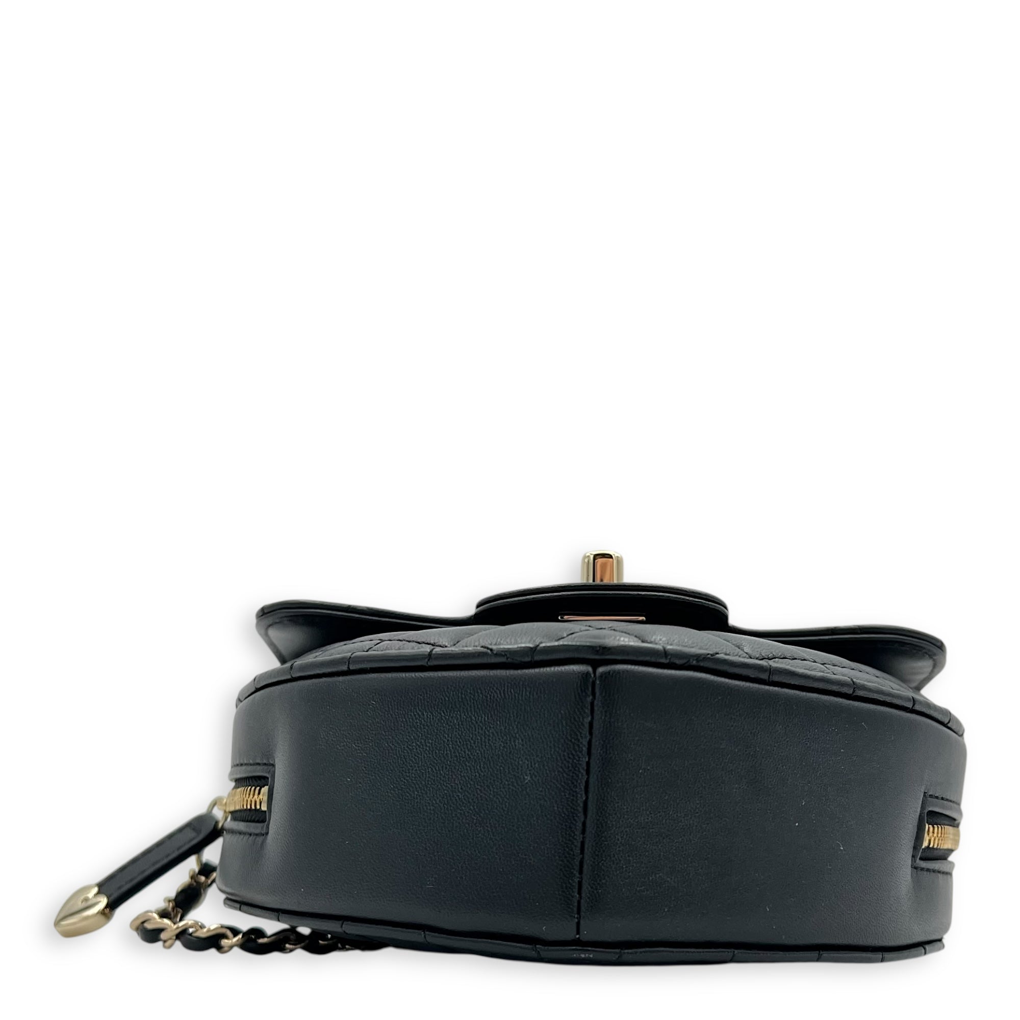 Heart Crossbody Bag Black in Lambskin, Gold hardware - Image 6