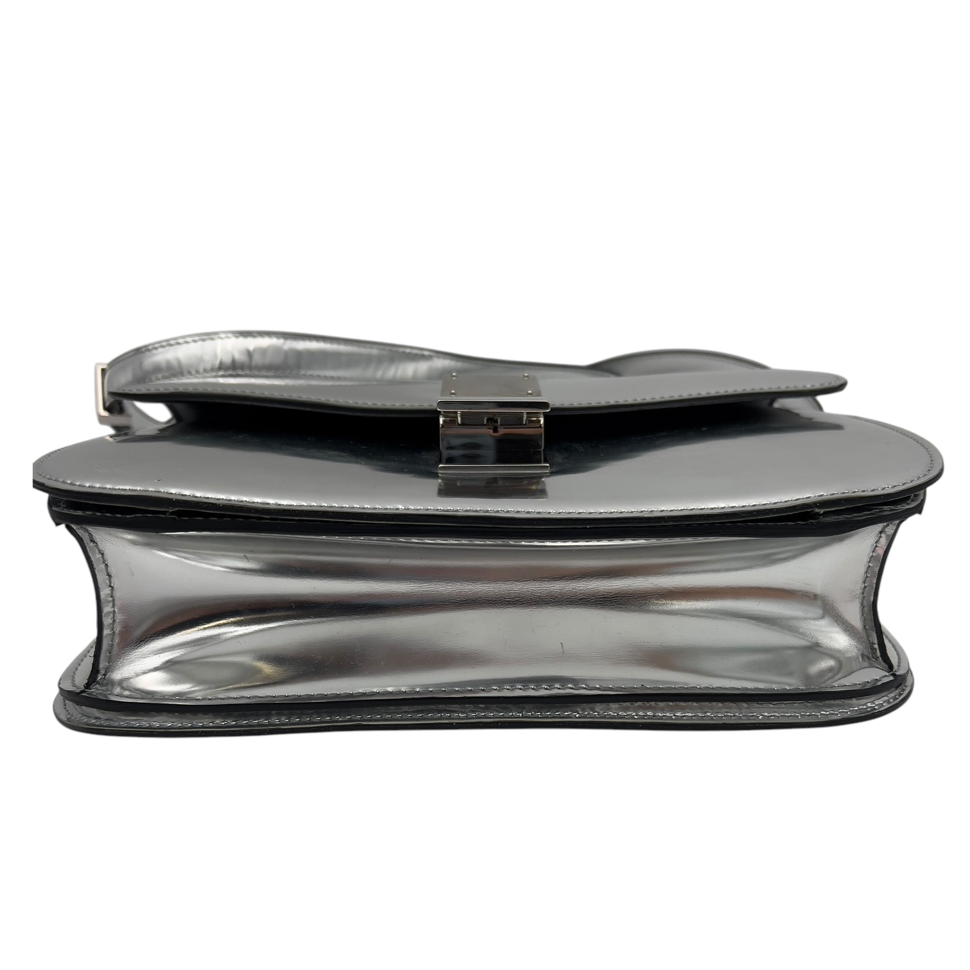 Box Medium Silver Shoulder Bag in Calfskin, Silver hardware - Image 6