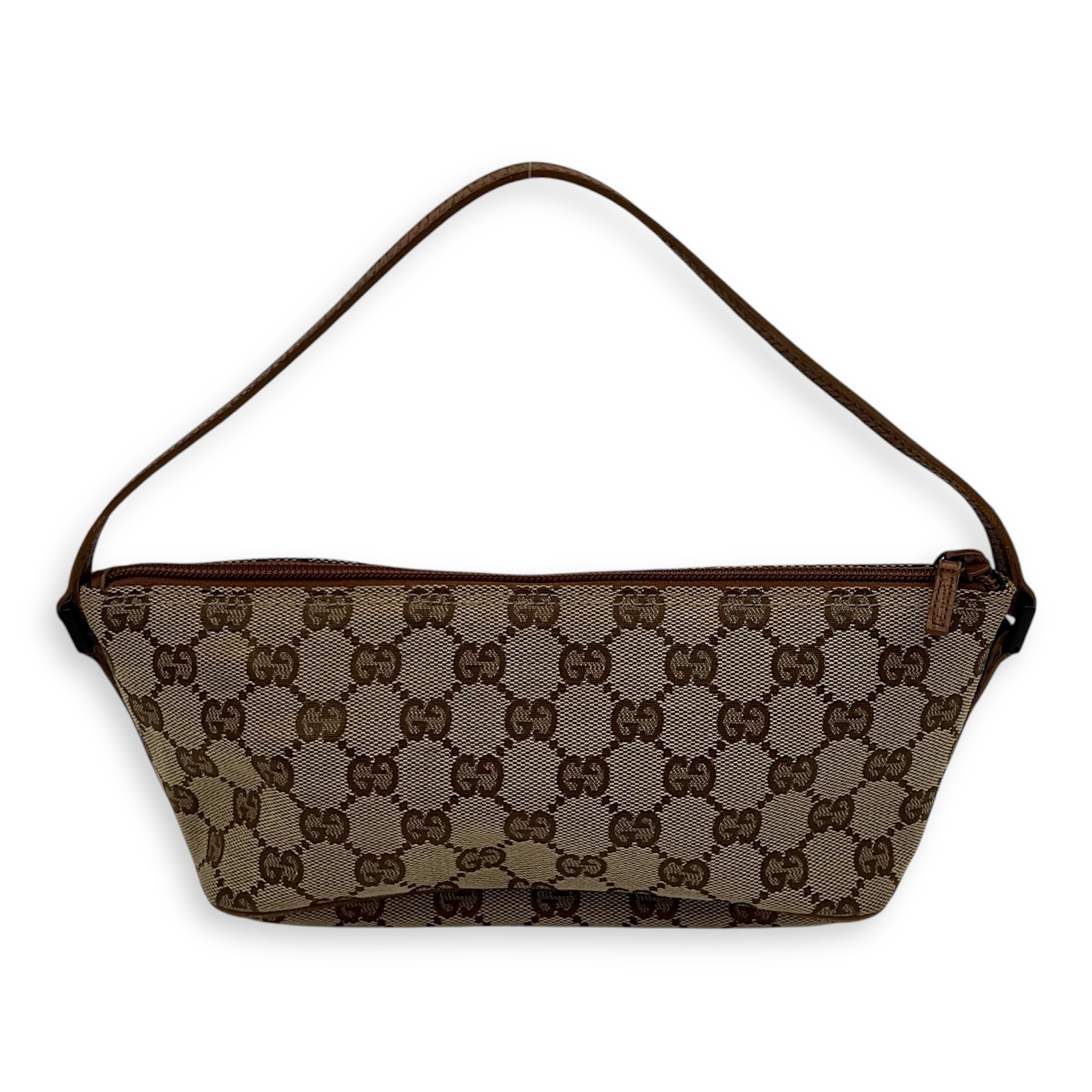 Boat Pochette Top Handle Bag Brown in Canvas, Gold hardware - Image 3