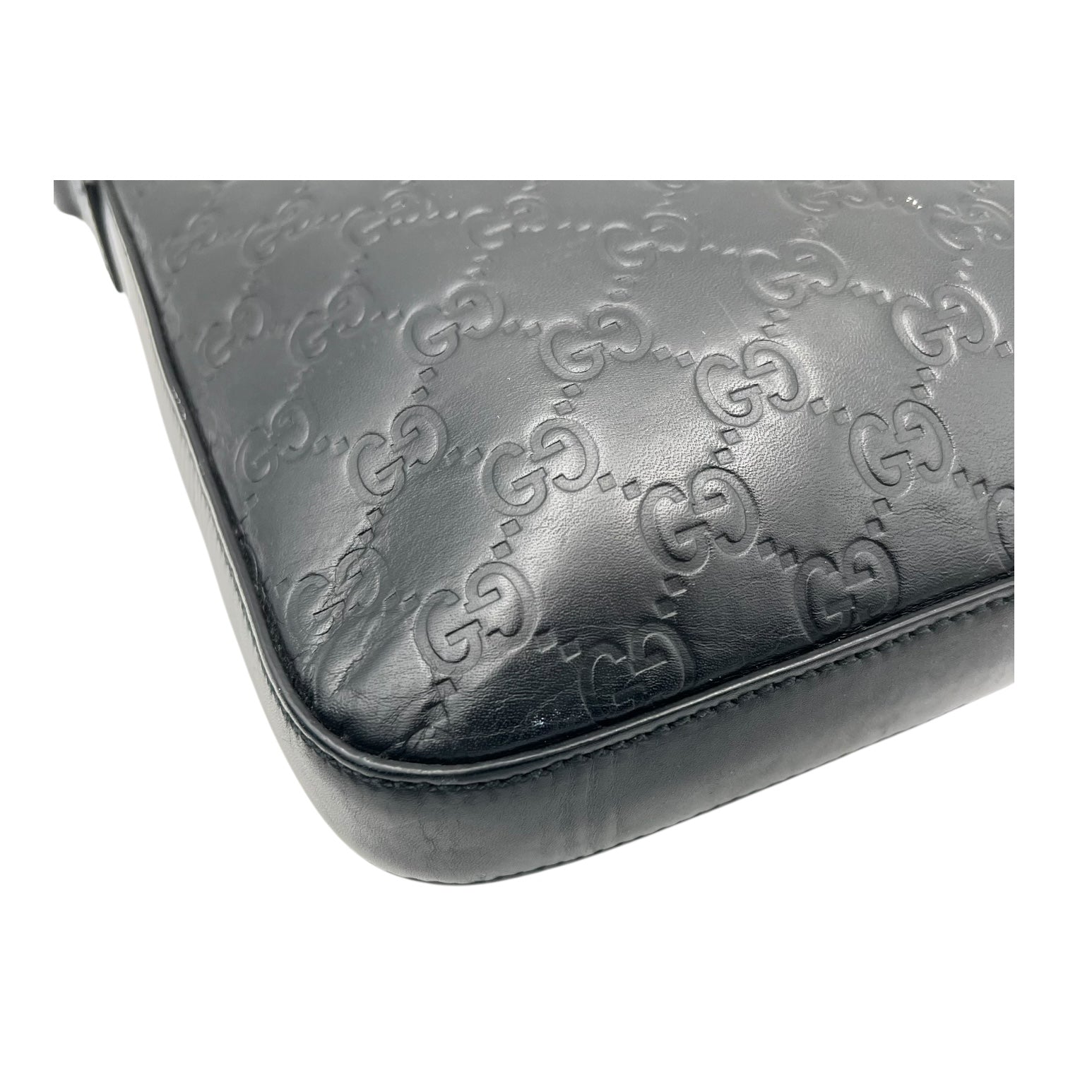 Guccissima Crossbody Bag Black in Calfskin, Silver hardware - Image 8