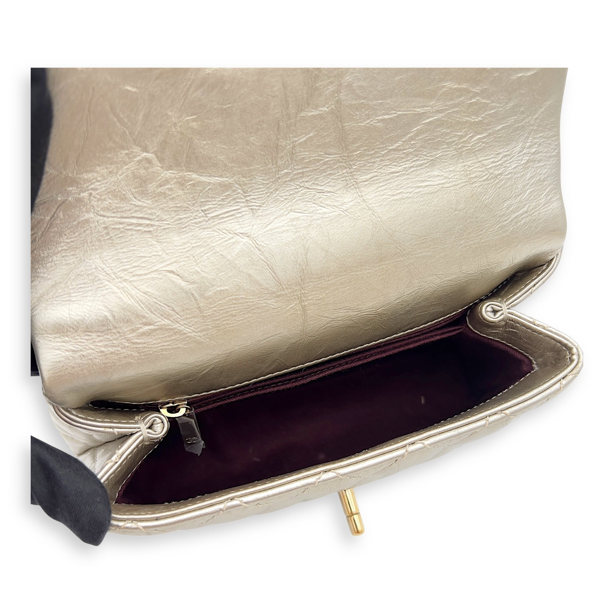 Coco Small Gold Top Handle Bag in Calfskin, Gold hardware - Image 7