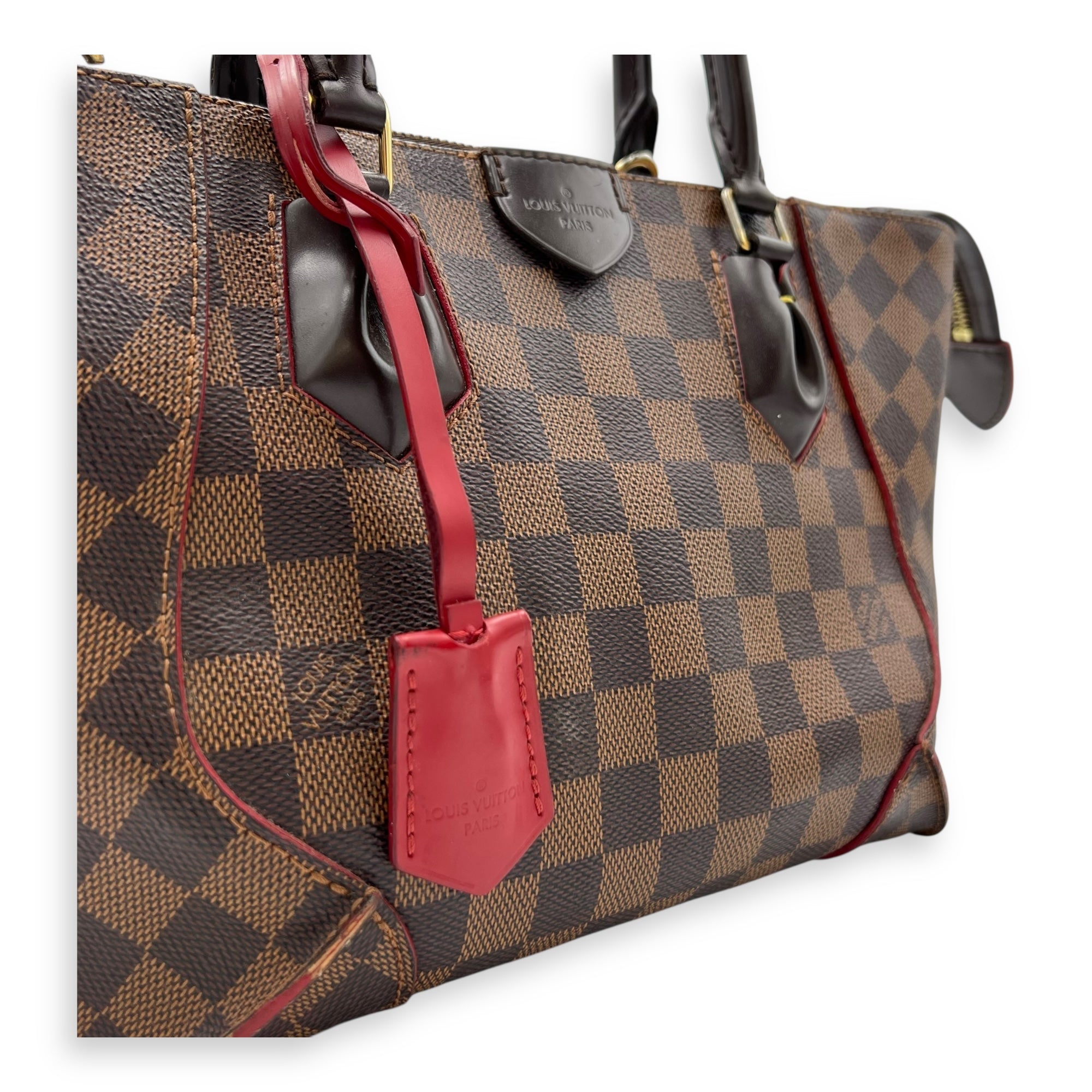 Caissa Top Handle Bag Brown in Coated Canvas, Gold hardware - Image 7